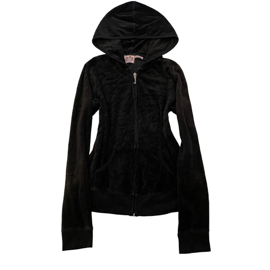 Juicy Couture Women's Charcoal Velour Zip-Up Hoodie Loungewear Pockets Size M