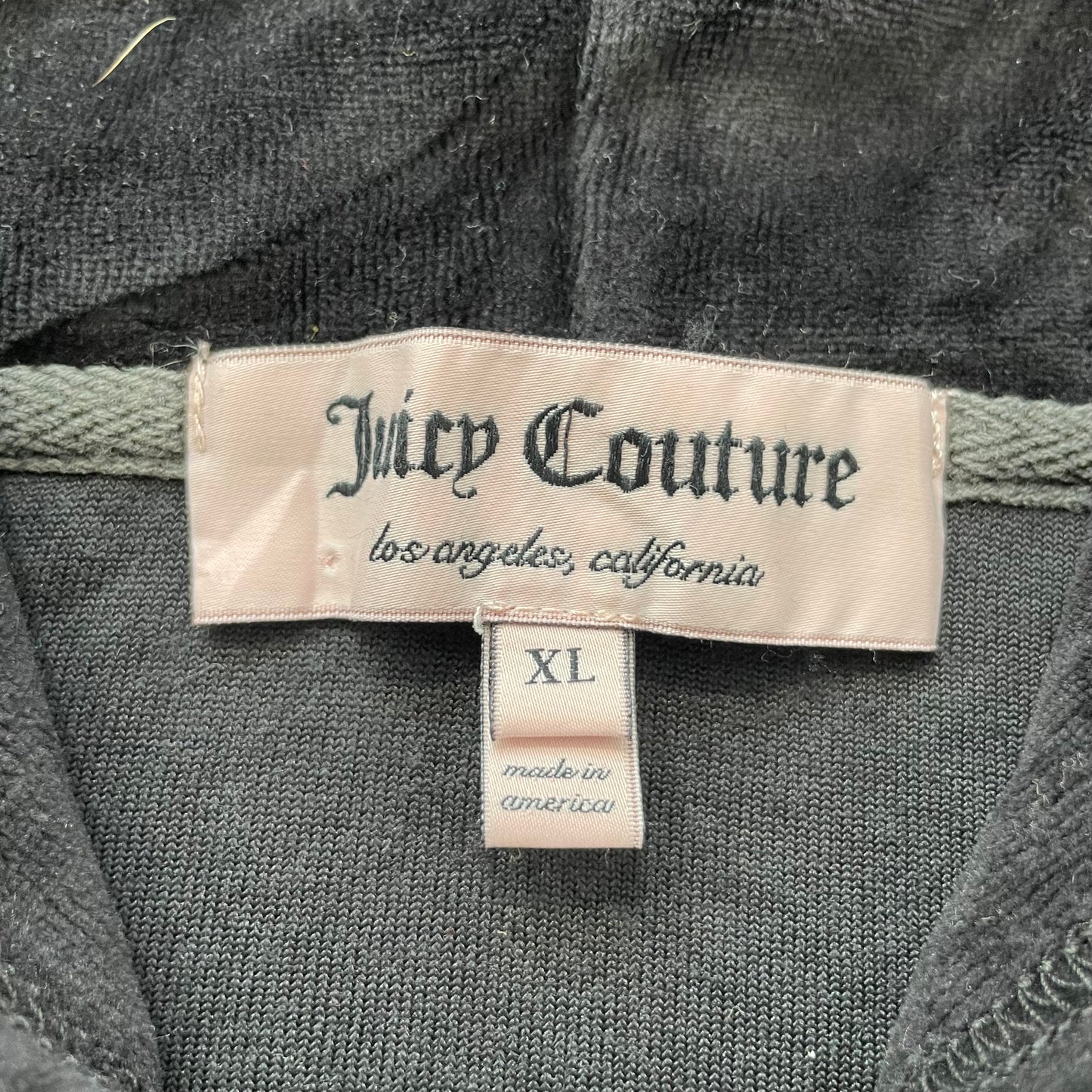 Juicy Couture Women's Black Velour Tracksuit Set Hoodie & Pant Pockets Size XL