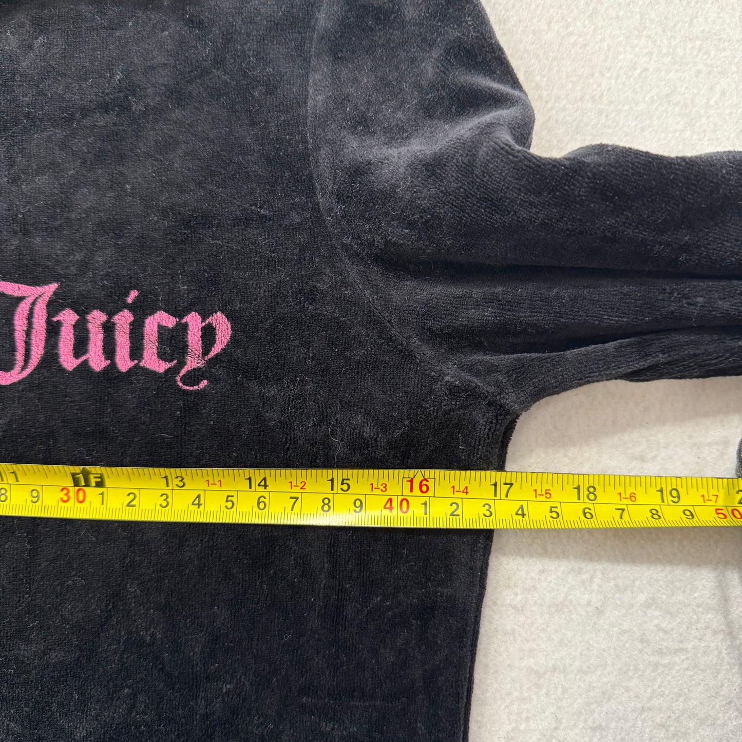 Juicy Couture Black Velour Tracksuit Set Zip Up Hoodie & Flare Pant Logo Size M