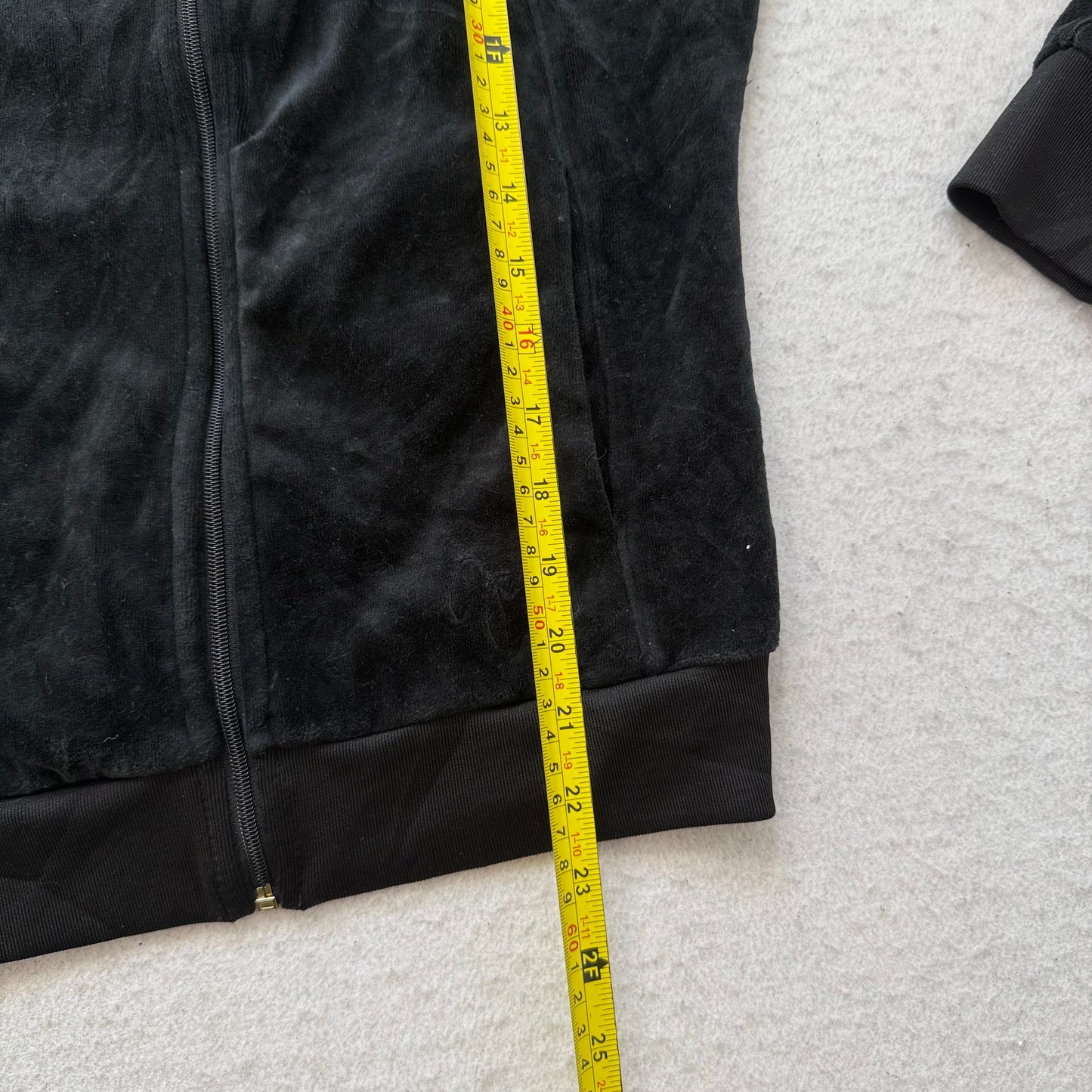 Juicy Couture Women's Black Velour Zip-Up Hoodie Rhinestone Zipper Y2k Size XS