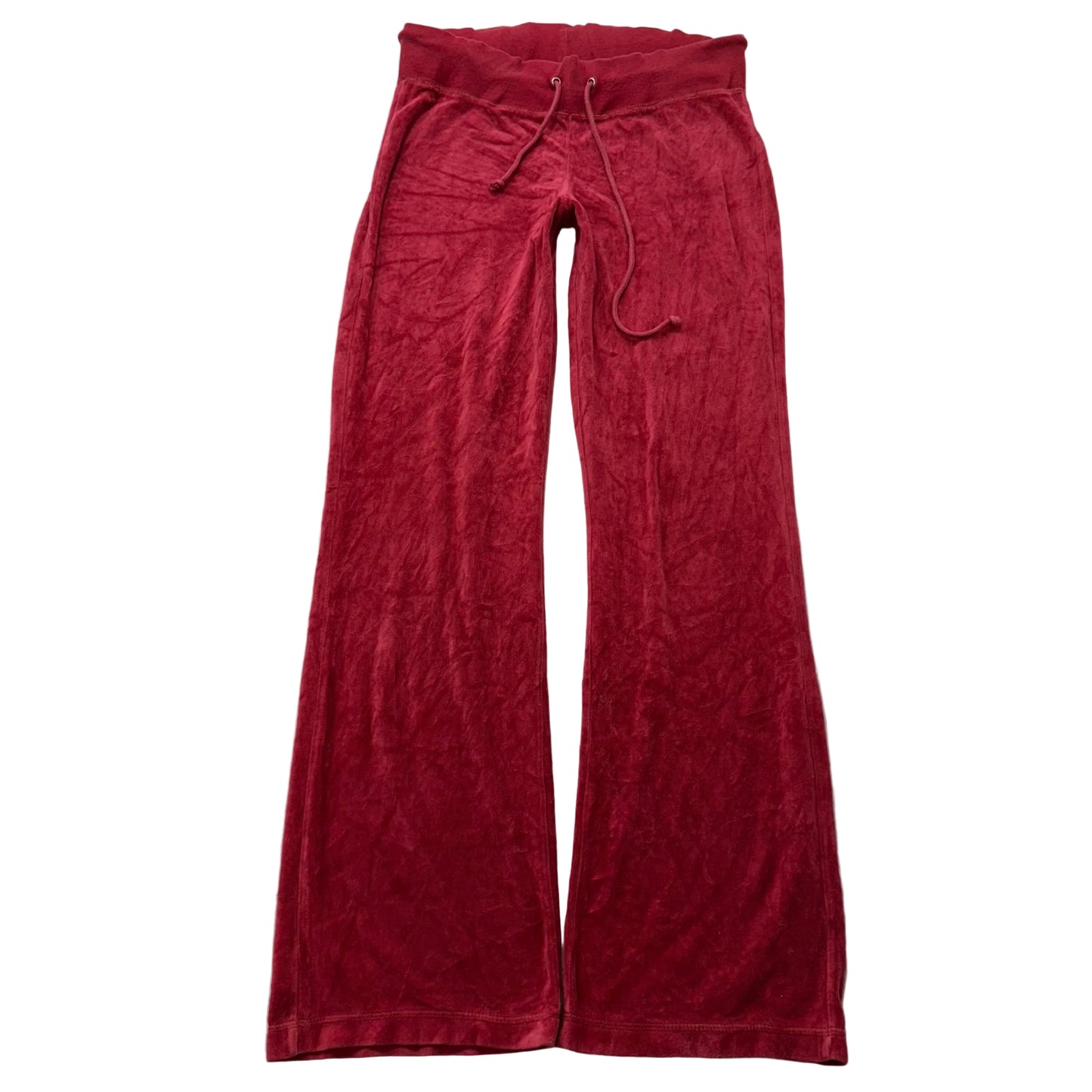 Juicy Couture Women's Red Velour Flared Track Pants Loungewear Drawstring Size M