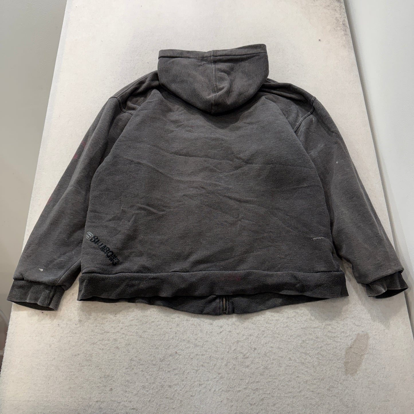 Billabong Men's Dark Gray Fleece Full Zip Hoodie Graphic Print Logo Y2K Size XL
