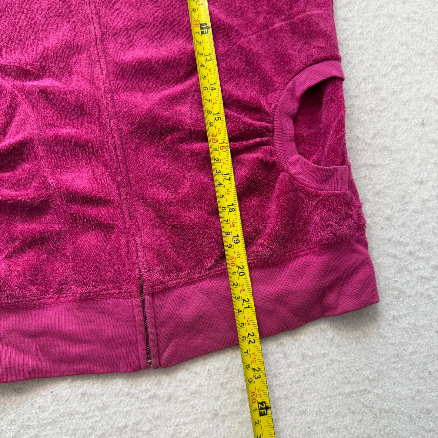 Juicy Couture Women's Hot Pink Terry Cloth Zip-Up Hoodie Short Sleeve Size M