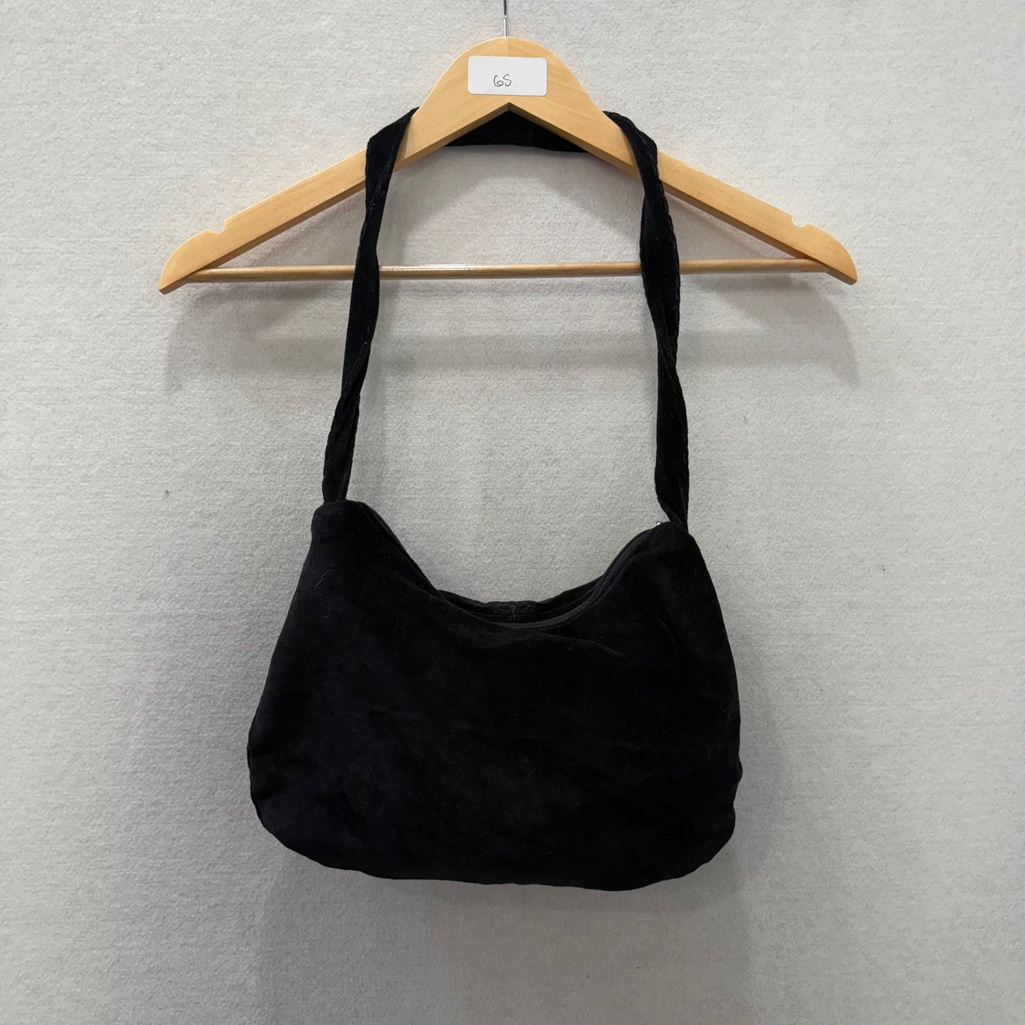Juicy Couture Women's Black Velour Embroidered Crest Handmade Hobo Bag Size M
