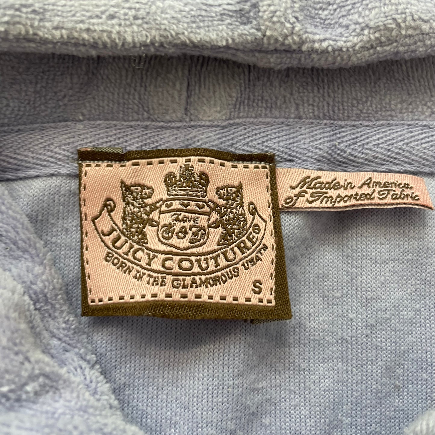 Vintage Juicy Couture Womens Light Purple Velour Zip-Up Hoodie Drawstring Size S