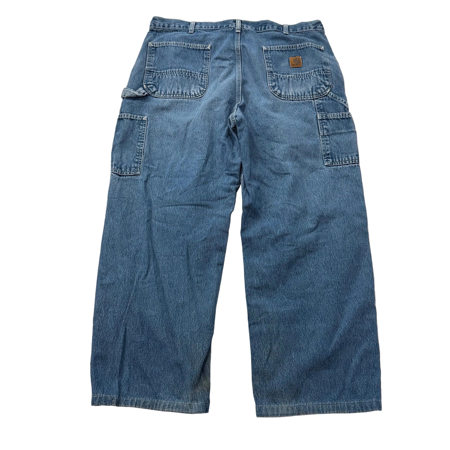 Carhartt Men's Medium Blue Denim Carpenter Jeans Tool Pockets Workwear Waist 38