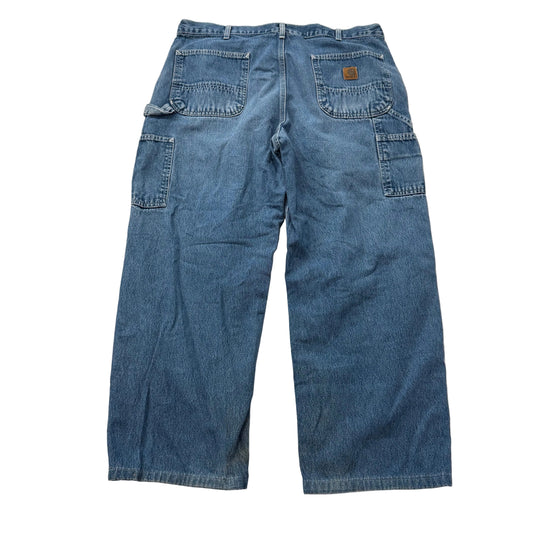 Carhartt Men's Medium Blue Denim Carpenter Jeans Tool Pockets Workwear Waist 38