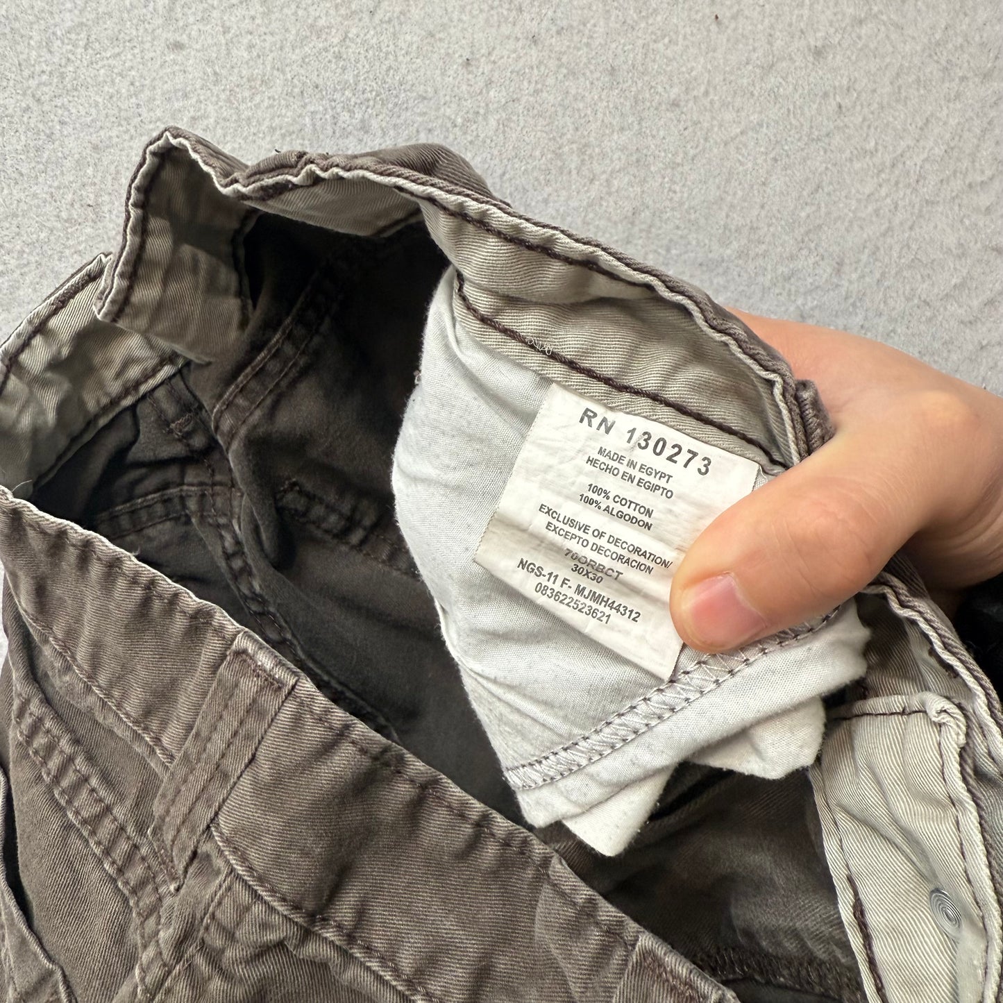 Wrangler Originals Mens Olive Cotton Baggy Cargo Pants Utility Pocket Size 30x30