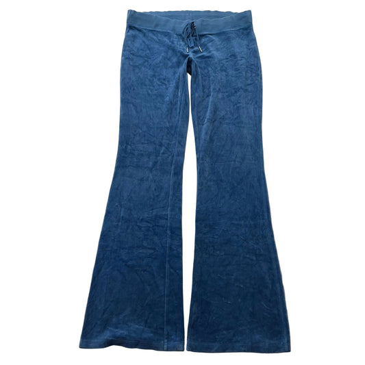 Juicy Couture Women's Deep Sea Blue Velour Flared Track Pant Loungewear Size M