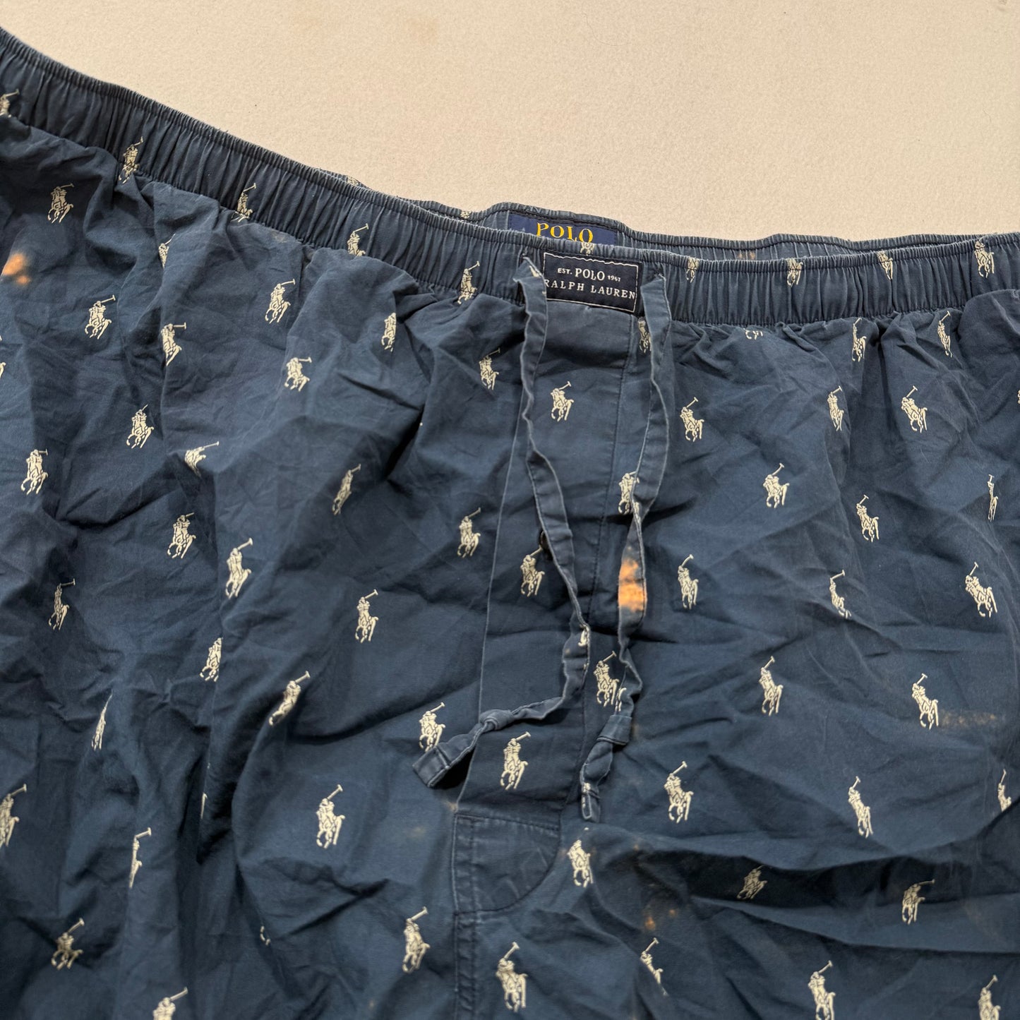 Polo Ralph Lauren Men's Navy Allover Pony Print Pajama Pants Sleepwear Size 3XL