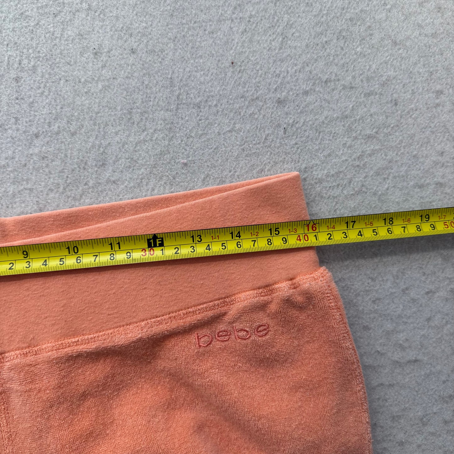 Vintage Bebe Women's Coral Terry Cloth Wide Leg Cropped Capri Pant Logo Size L