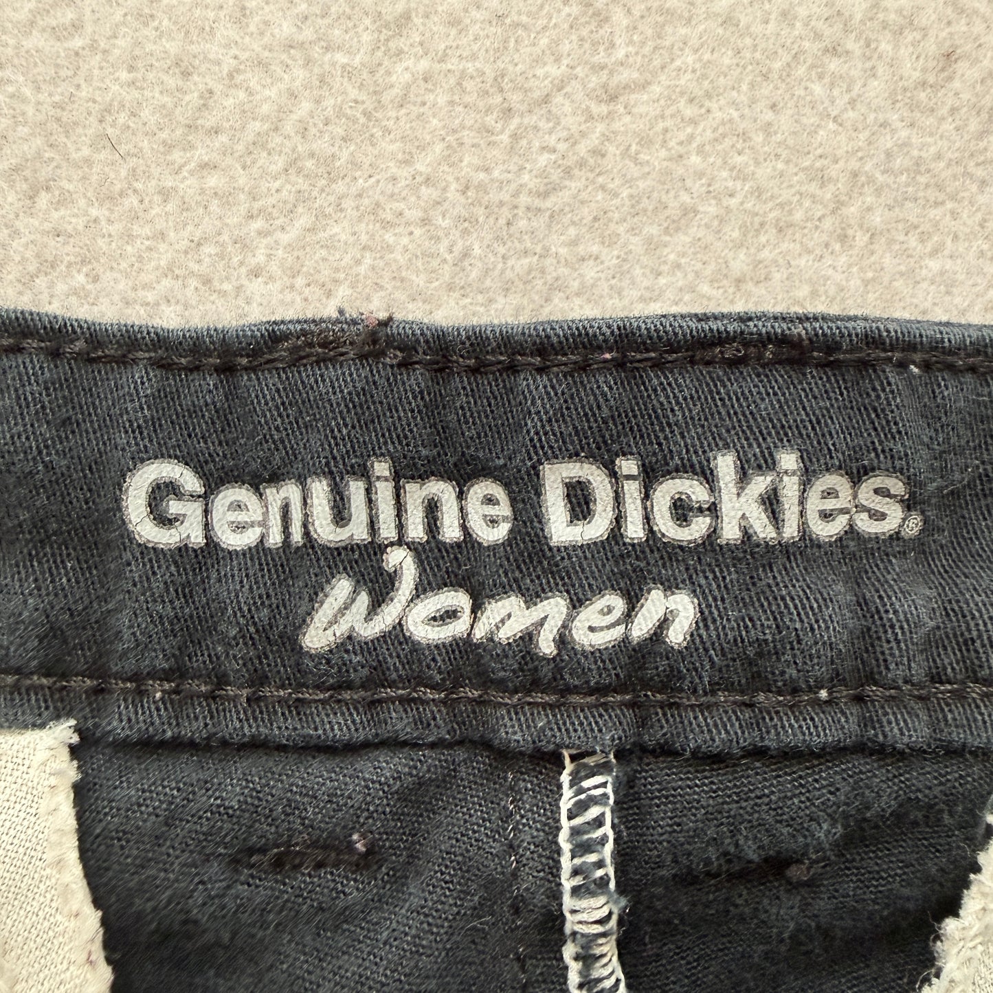 Genuine Dickies Women's Black Flared Leg Denim Jeans Pocket Casual Logo Size W32