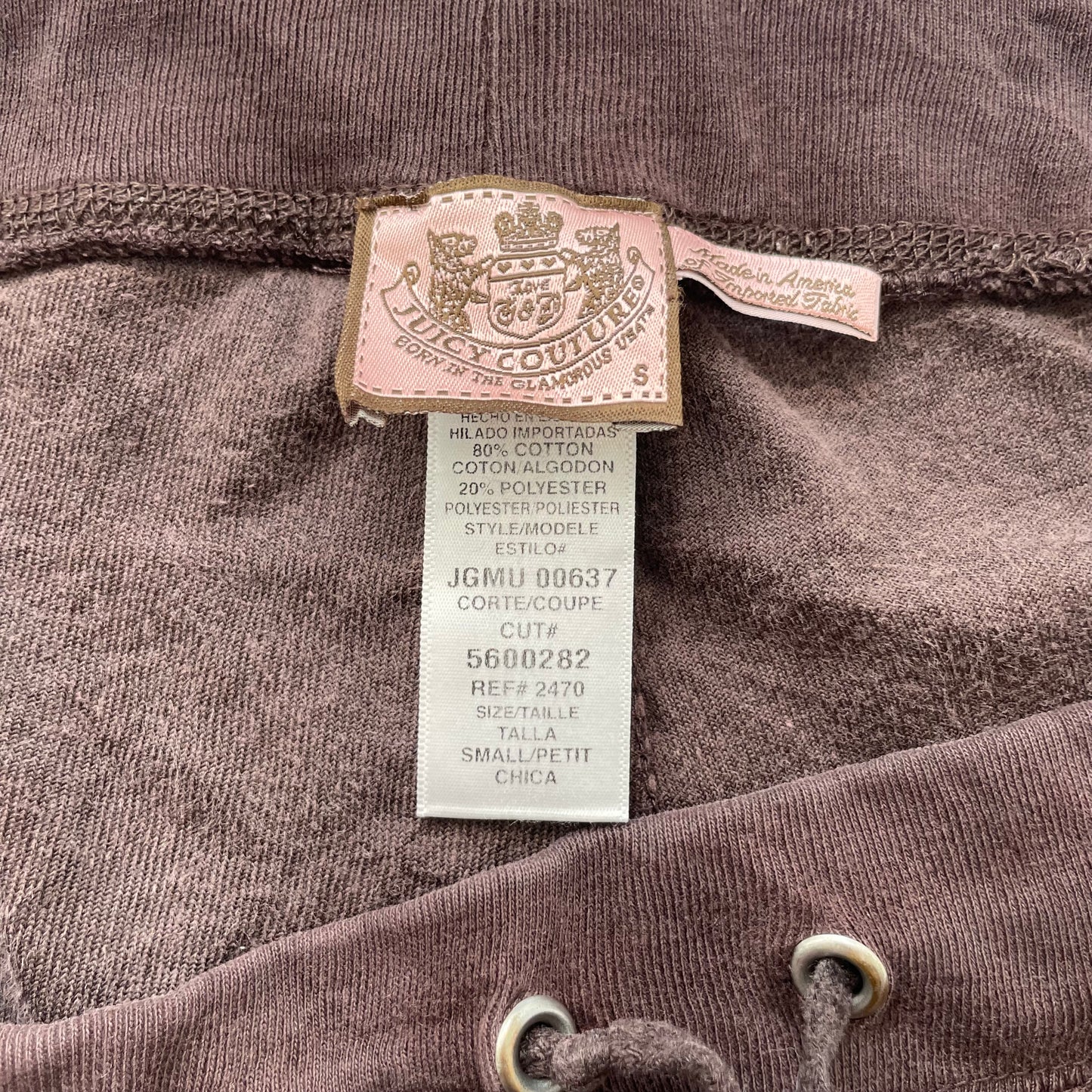 Vintage Juicy Couture Women's Brown Velour Tracksuit Sets Hoodie & Pant Size S