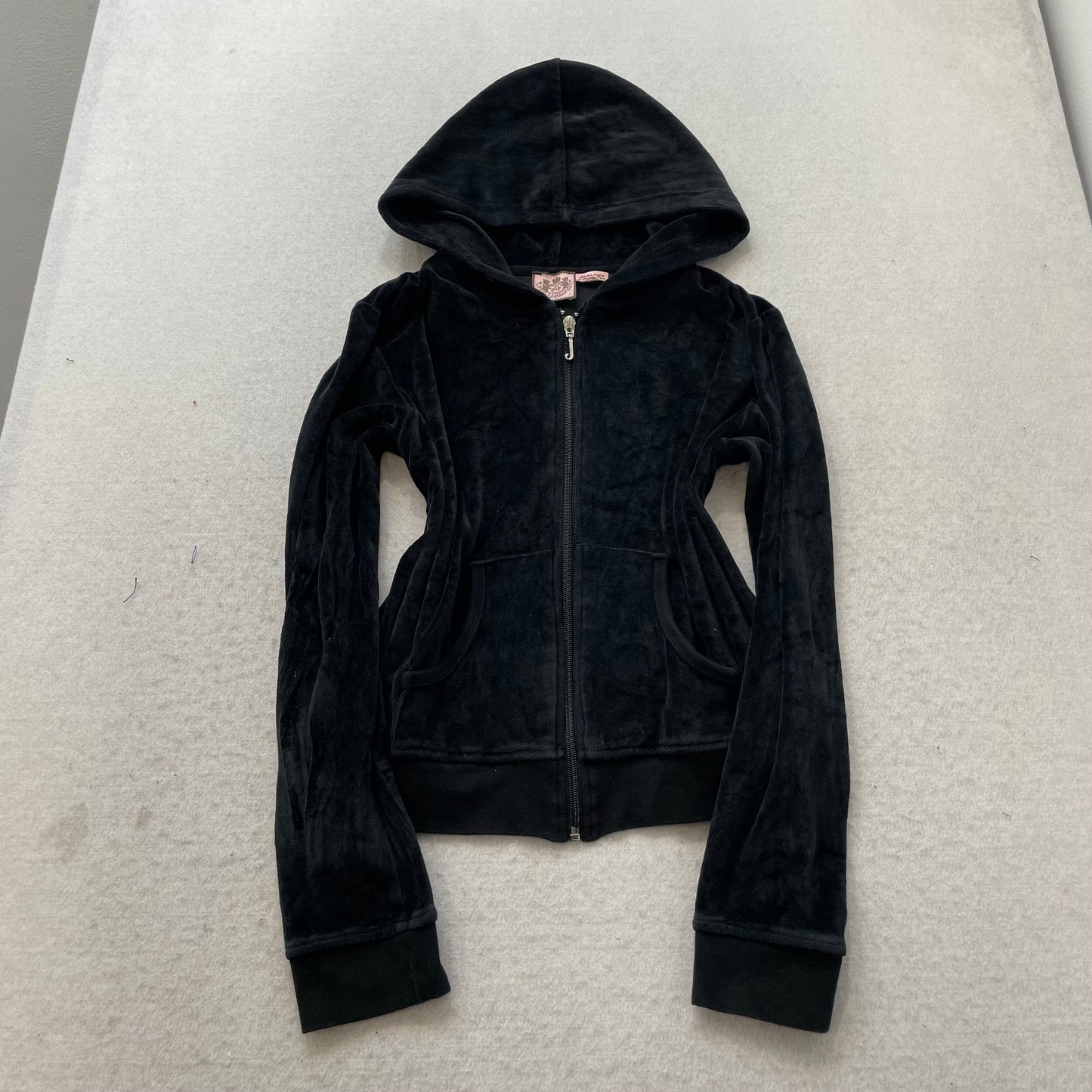 Vintage Juicy Couture Women's Black Velour Tracksuit Sets Hoodie & Pant Size L