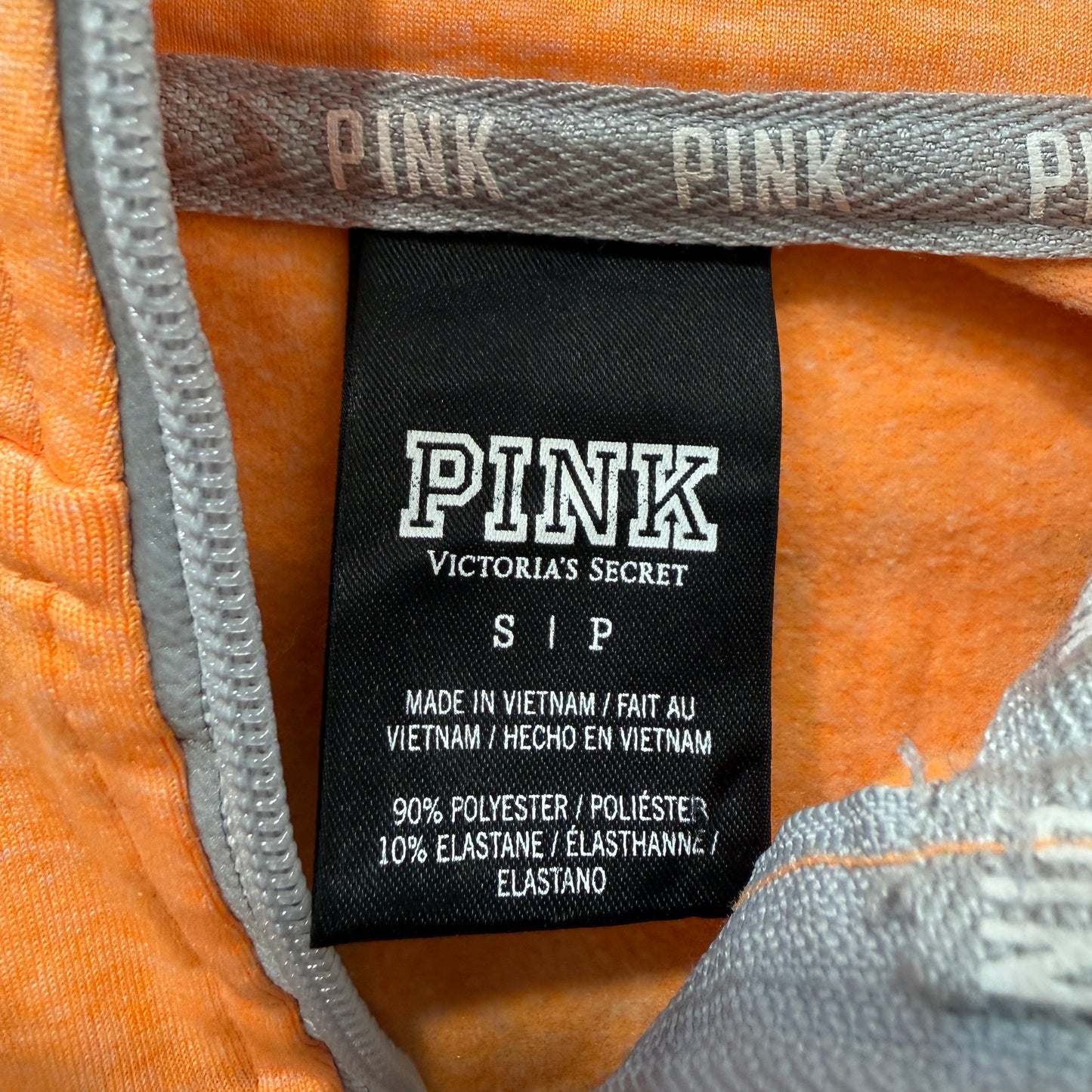 Victoria's Secret PINK Women's Orange Fleece Quarter Zip Pullover Thumbholes - S