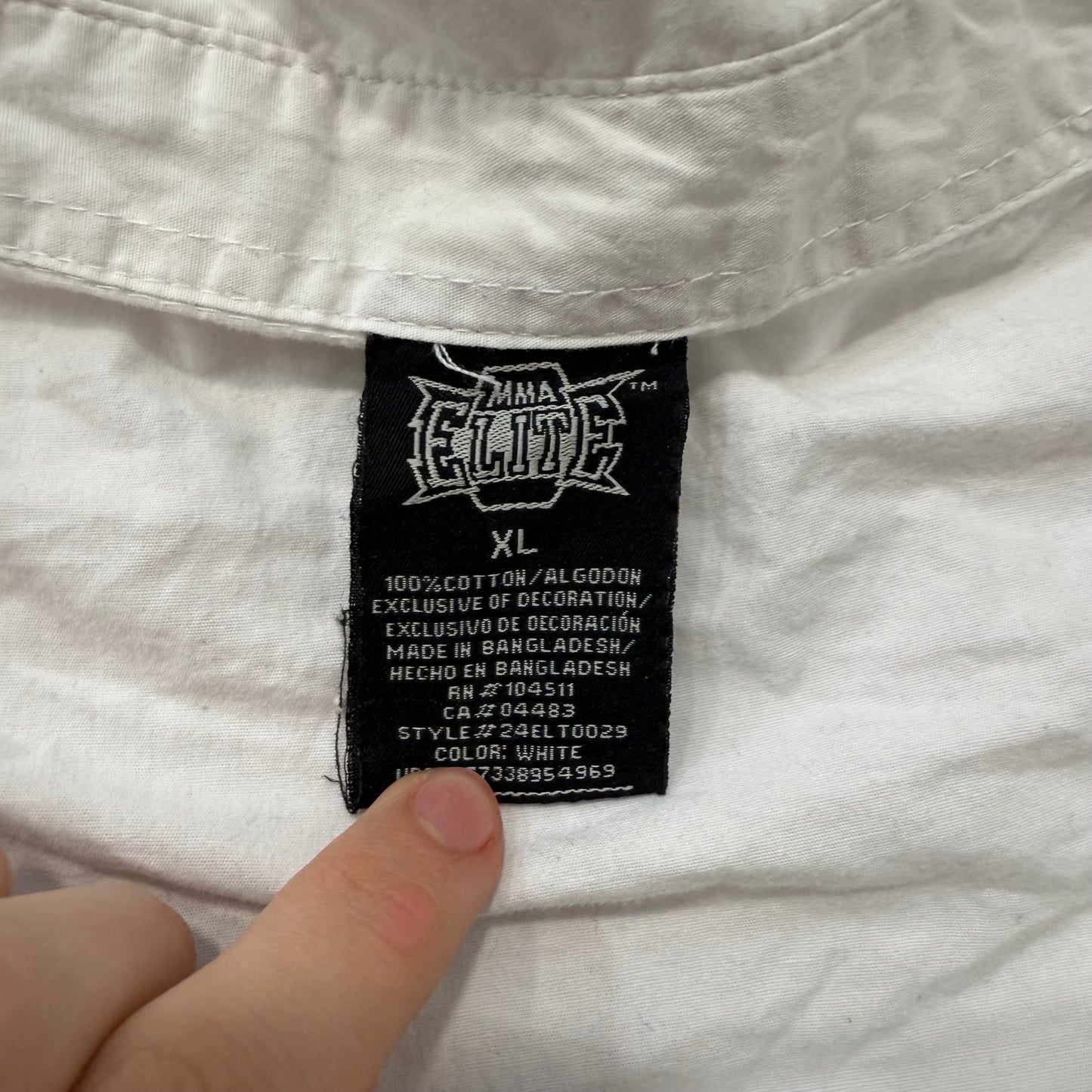 MMA Elite white graphic button-up shirt size XL