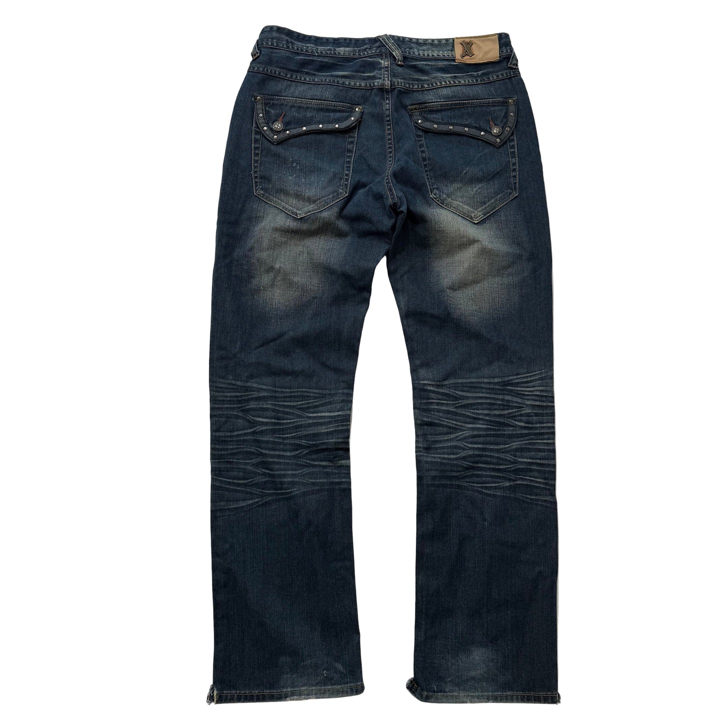 XRay denim blue studded pocket straight leg jeans size 36x32 - Clean Curriculums 