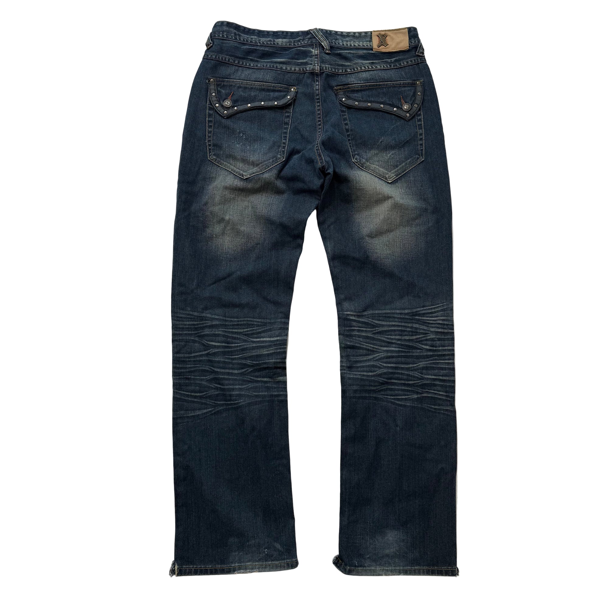XRay denim blue studded pocket straight leg jeans size 36x32 - Clean Curriculums 