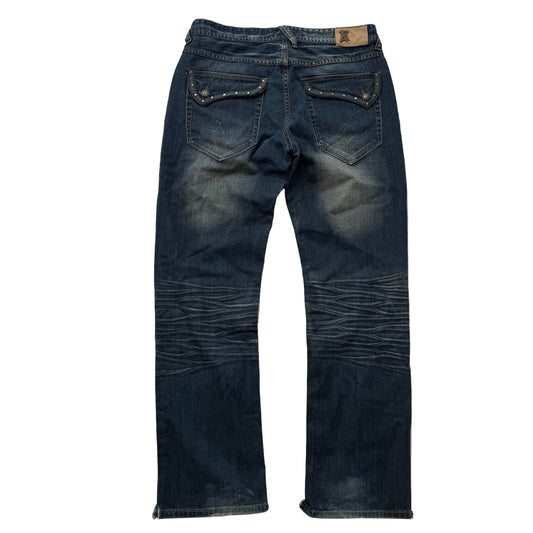 XRay denim blue studded pocket straight leg jeans size 36x32 - Clean Curriculums 