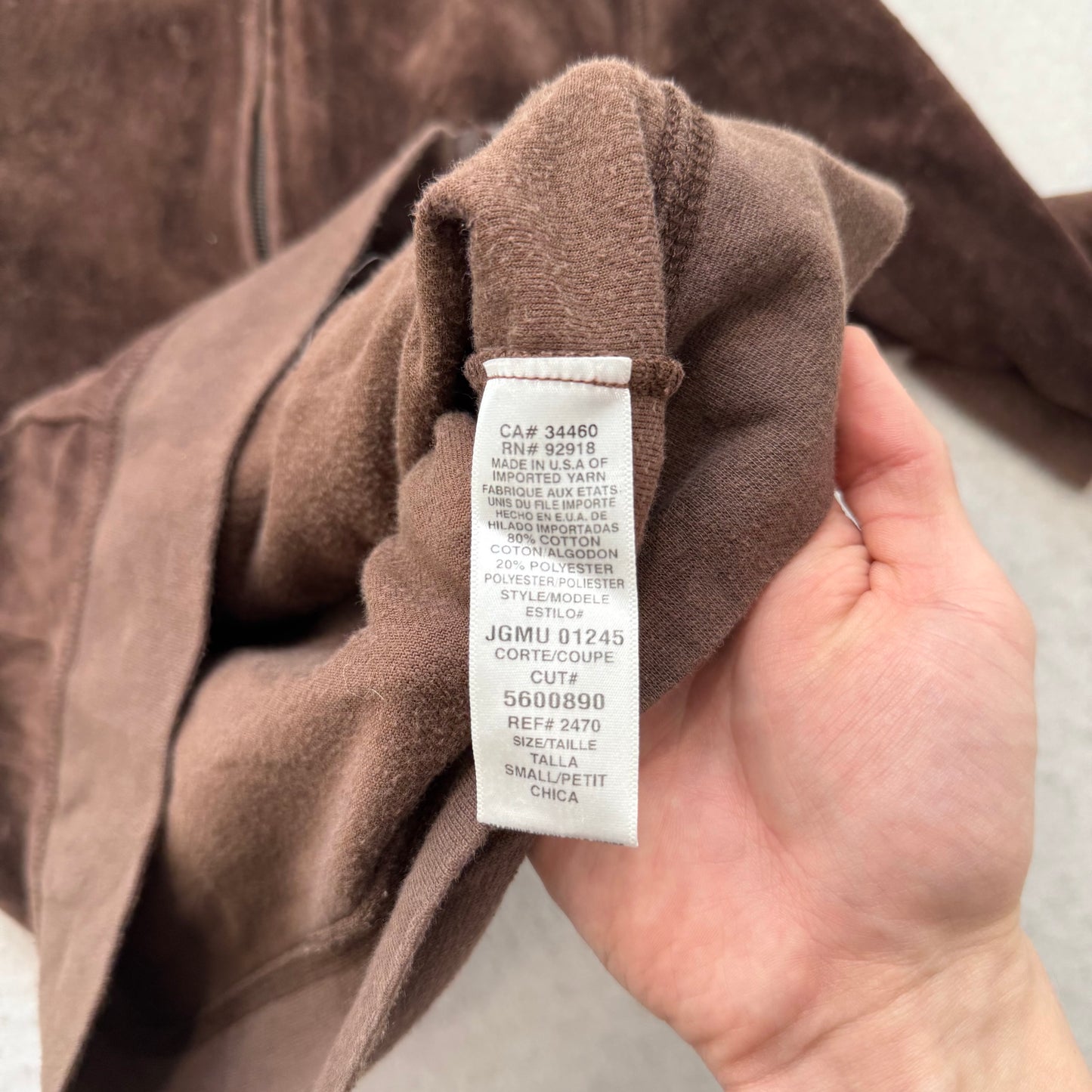 Vintage Juicy Couture Women's Brown Velour Zip Up Hoodie Kangaroo Pockets Size S
