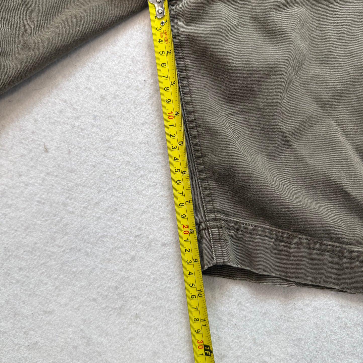 Men's Olive Green Cotton Relaxed Cargo Shorts Utility Pockets Streetwear Size 36