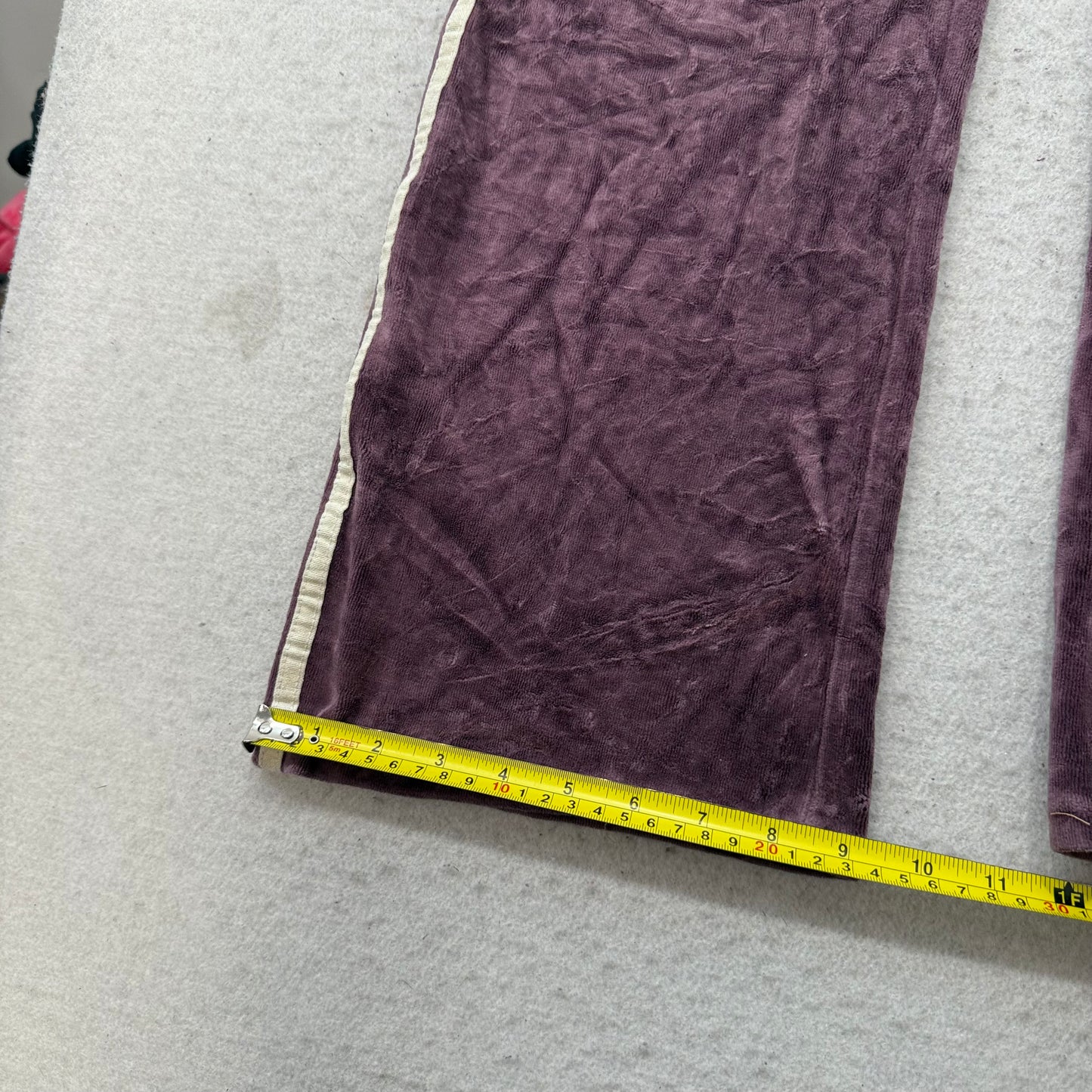 Bebe 2b Women's Burgundy Velour Flared Track Pant Side Striped Loungewear Size S