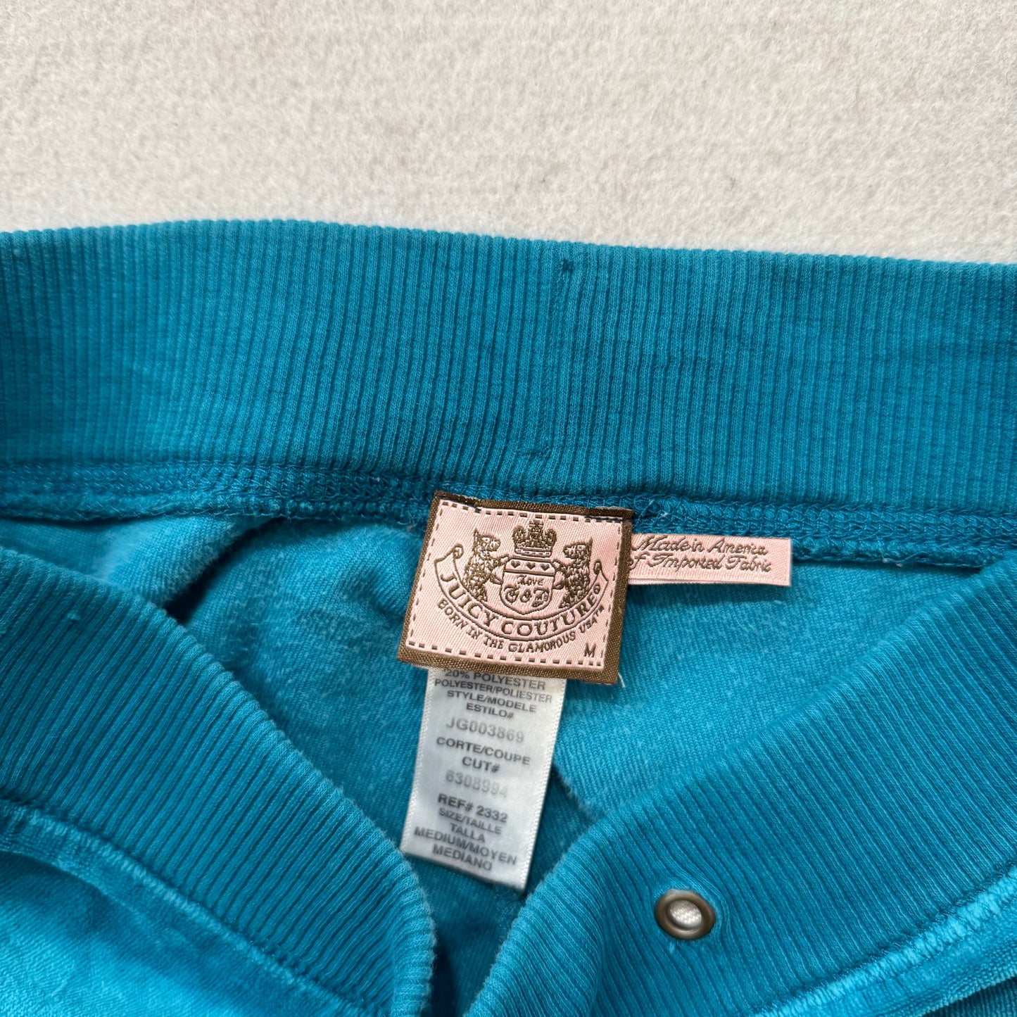 Juicy Couture Women's Teal Blue Velour Flared Track Pant Loungewear Y2K Size M