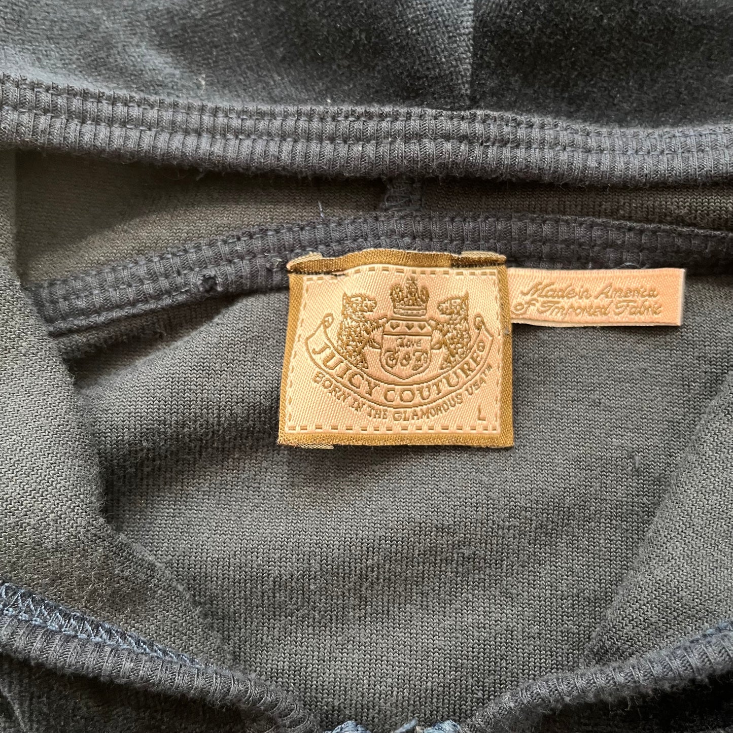 Juicy Couture Women's Black Velour Zip-Up Hoodie Y2K Sports Long Sleeve Size L