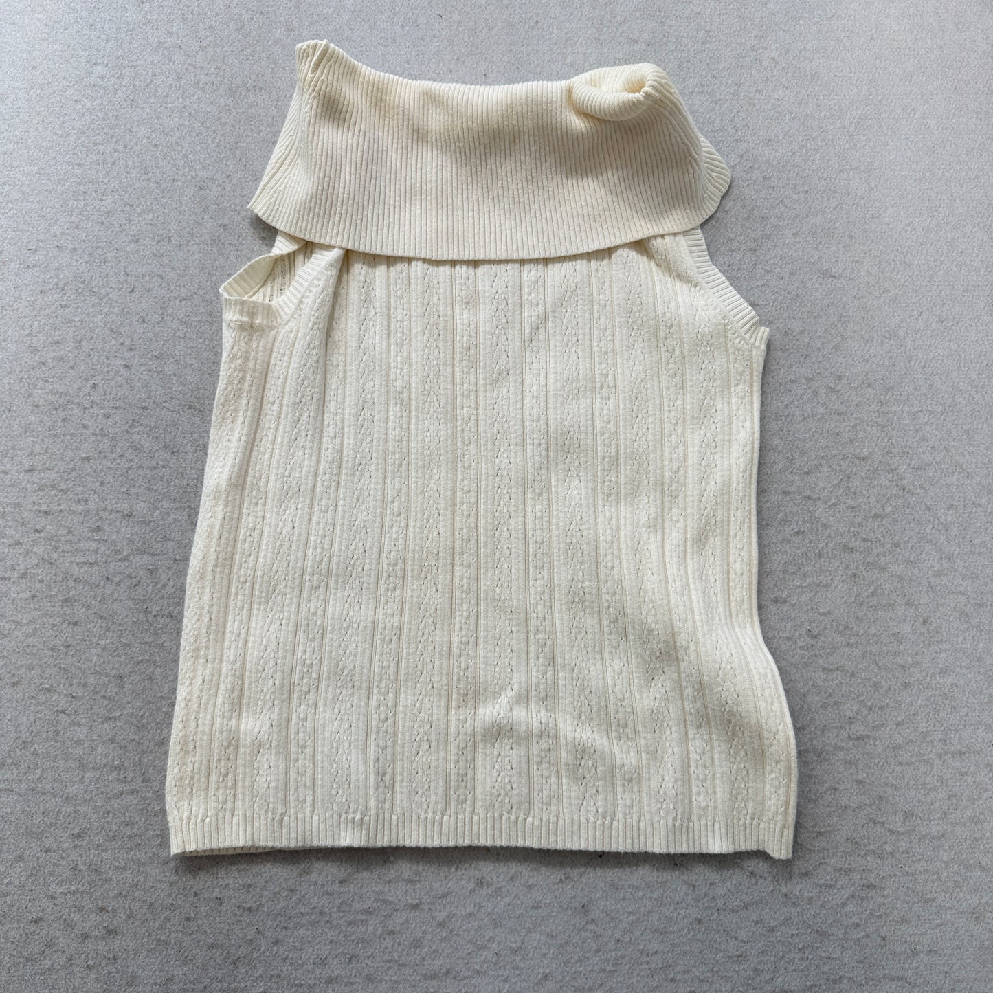 White Stag Women's Off White Cowl Neck Sleeveless Sweater Ribbed Knit Size M