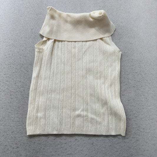White Stag Women's Off White Cowl Neck Sleeveless Sweater Ribbed Knit Size M
