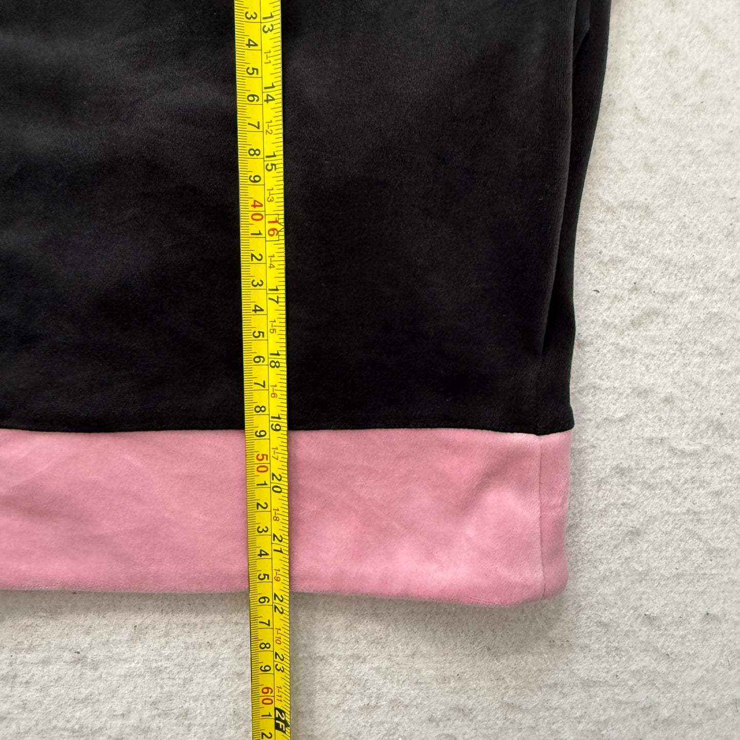 Juicy Couture Women's Black Pink Velour Zip-Up Track Jacket Rhinestone Logo - XL