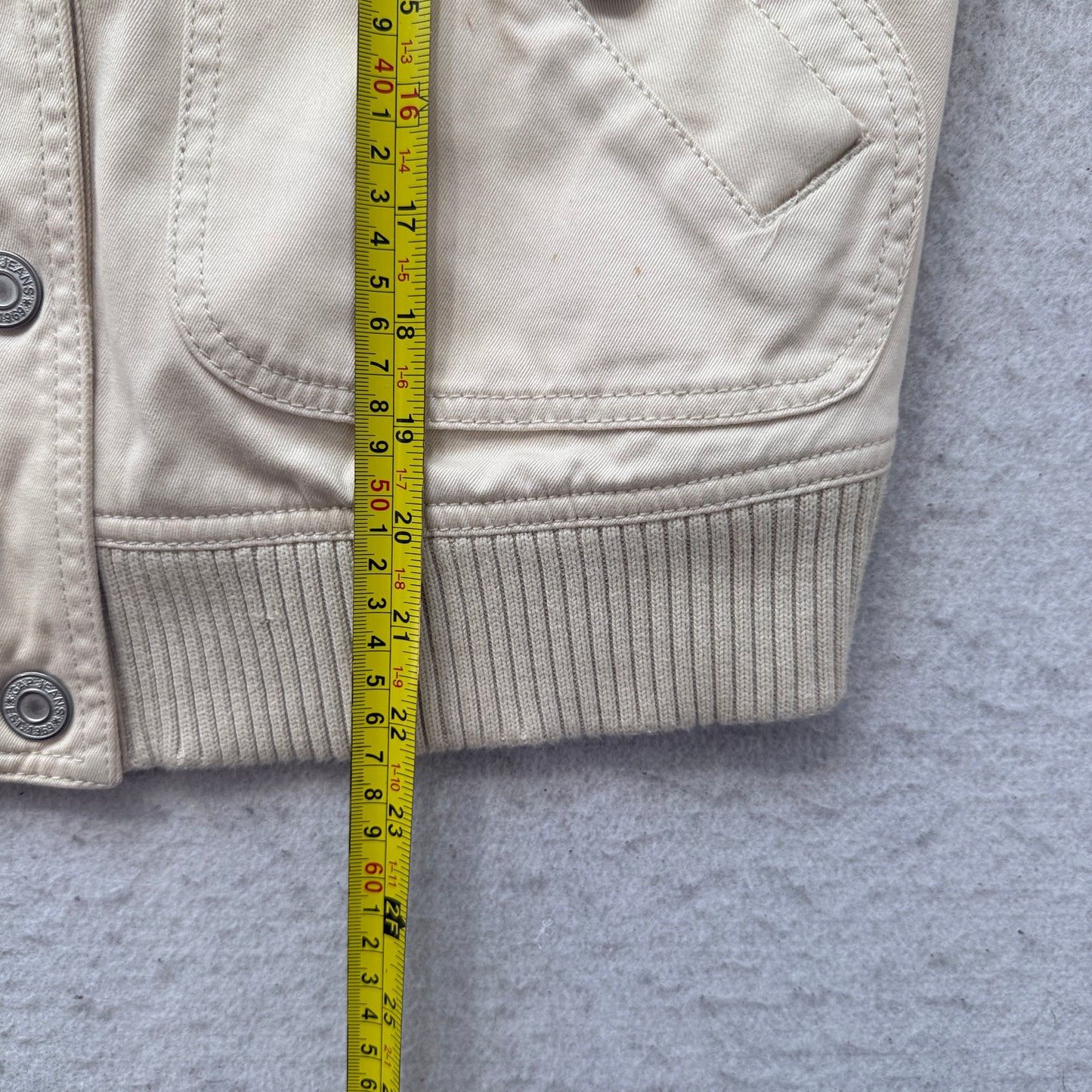 Gap Mens Beige Bomber Jacket Snap-Button Ribbed Cuff Collar Cargo Pockets Size M