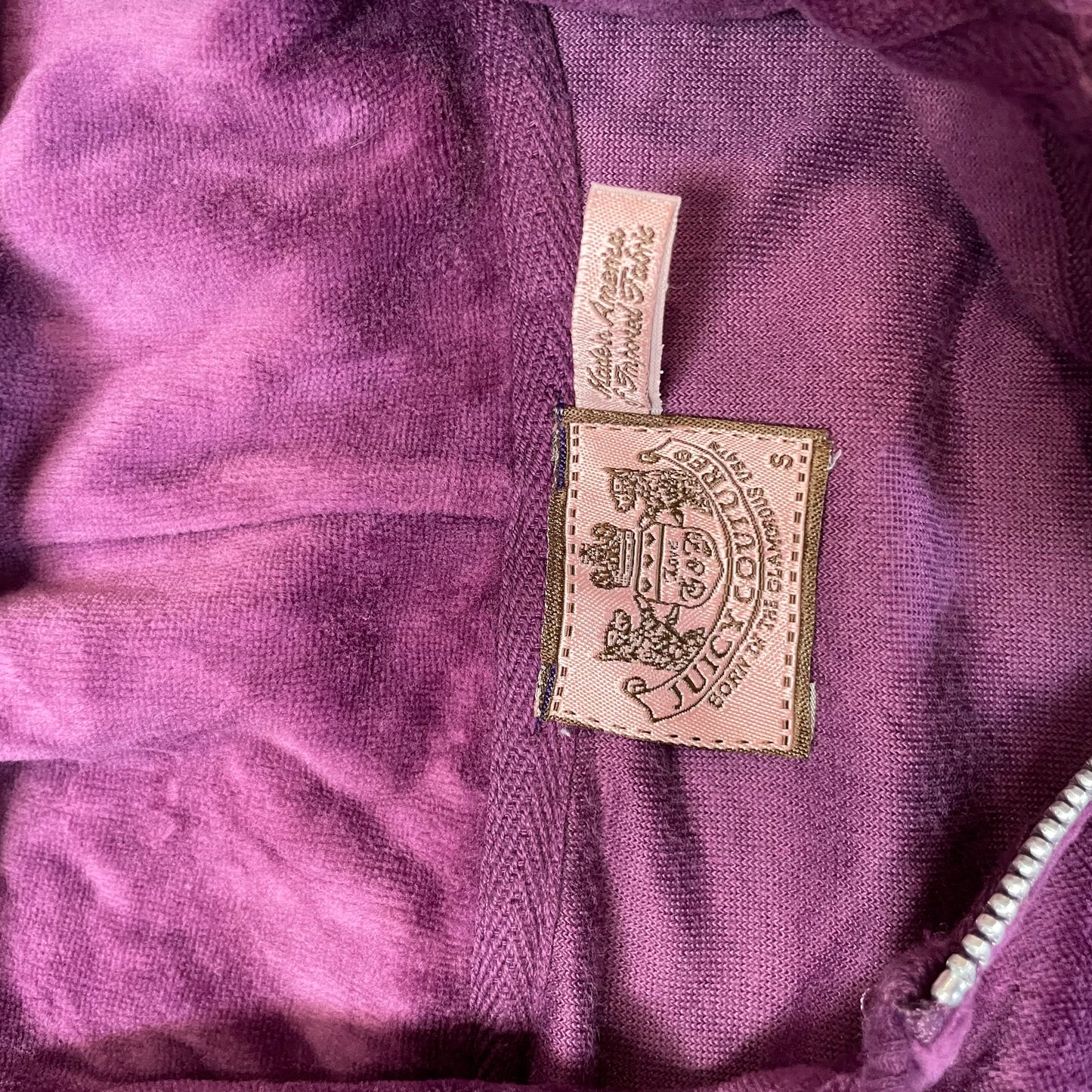 Vintage Juicy Couture Womens Plum Velour Zip-Up Hoodie Loungewear Classic Size S