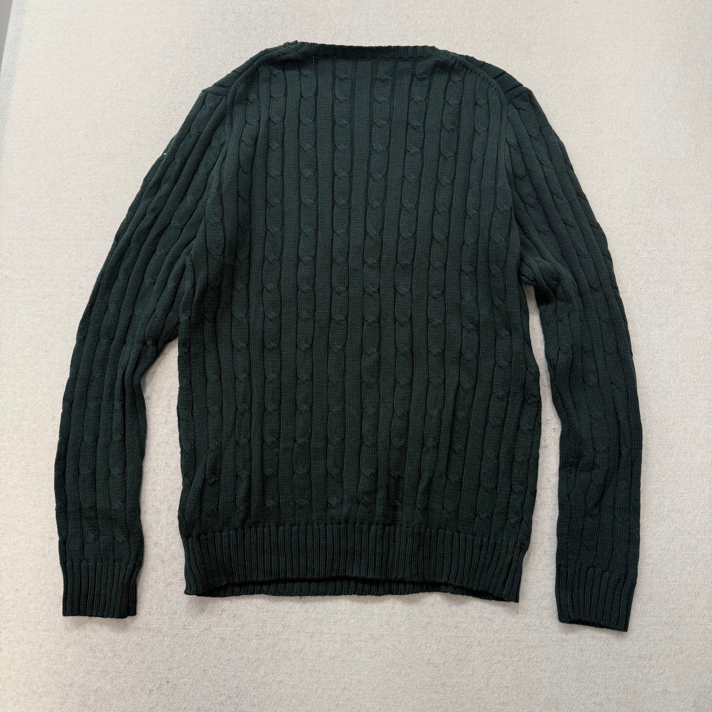 Polo Ralph Lauren Mens Hunter Green Cable-Knit Sweater Heritage Style Size M NWT