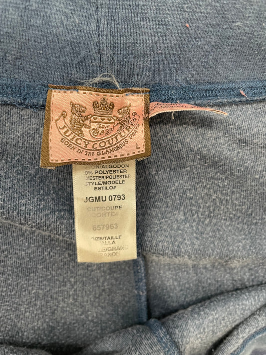 Vintage Juicy Couture Blue Drawstring Flare Velour Pants Size L