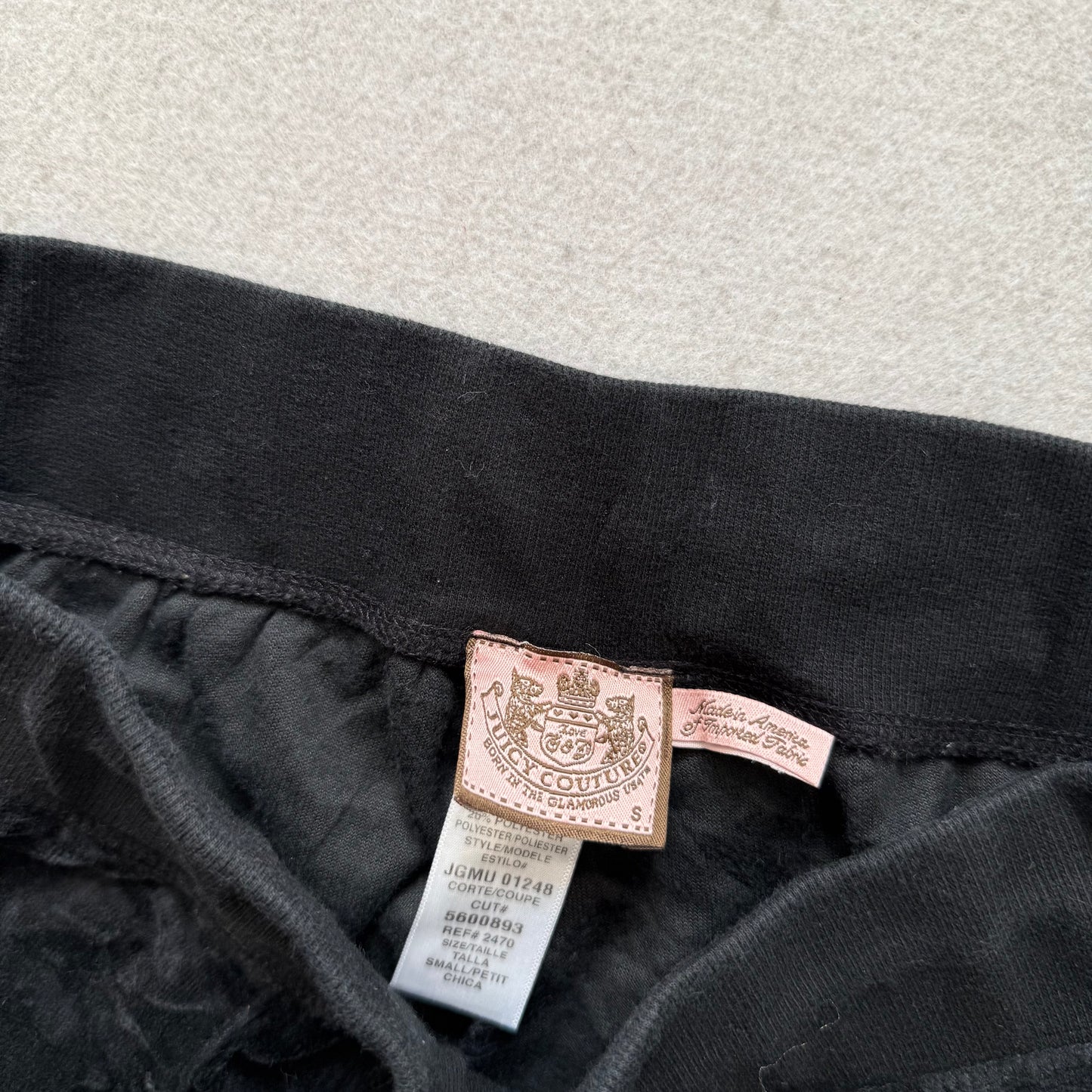 Vintage Juicy Couture Women's Black Velour Flared Leg Track Pant Dog Logo Size S