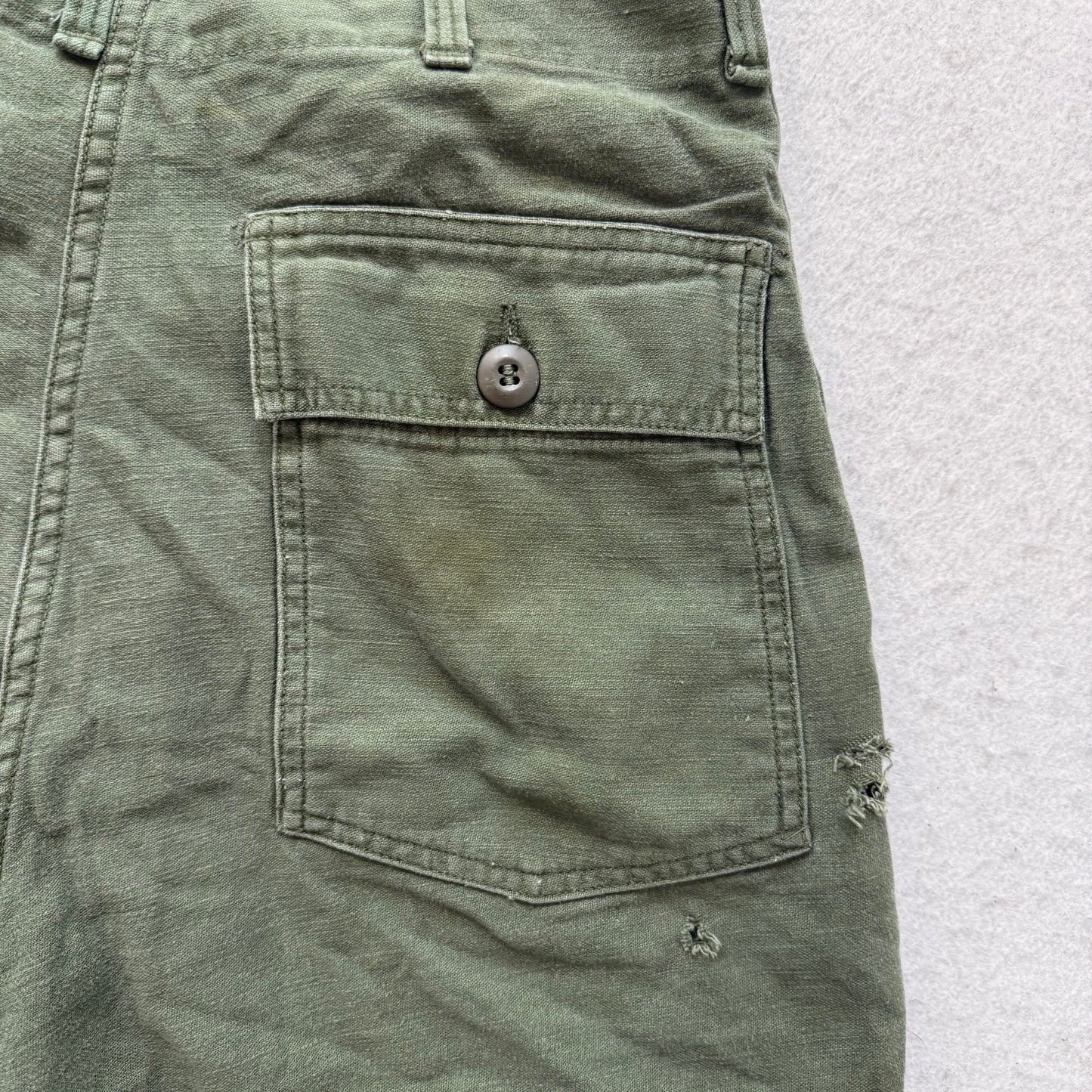 Vintage OG-107 Men Olive Green Type 1 Military Field Cut Off Shorts Army Size 28