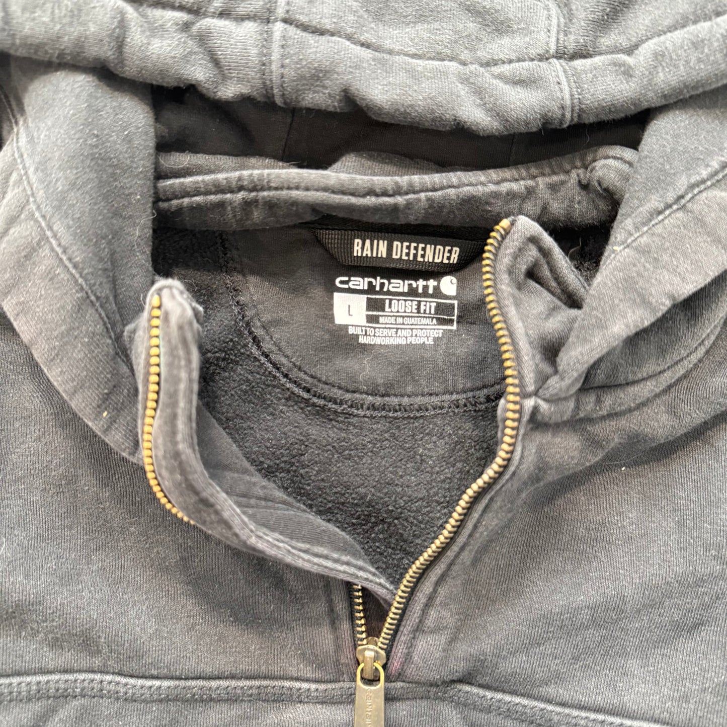 Carhartt Rain Defender Men's Gray Loose Fit Quarter Zip Hooded Sweatshirt Size L