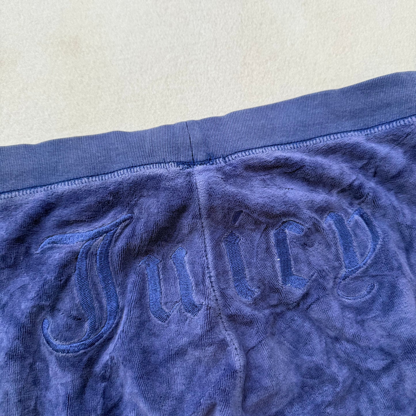 Juicy Couture Women Blue Velour Flare Track Pants Embroidered Logo Casual Size M