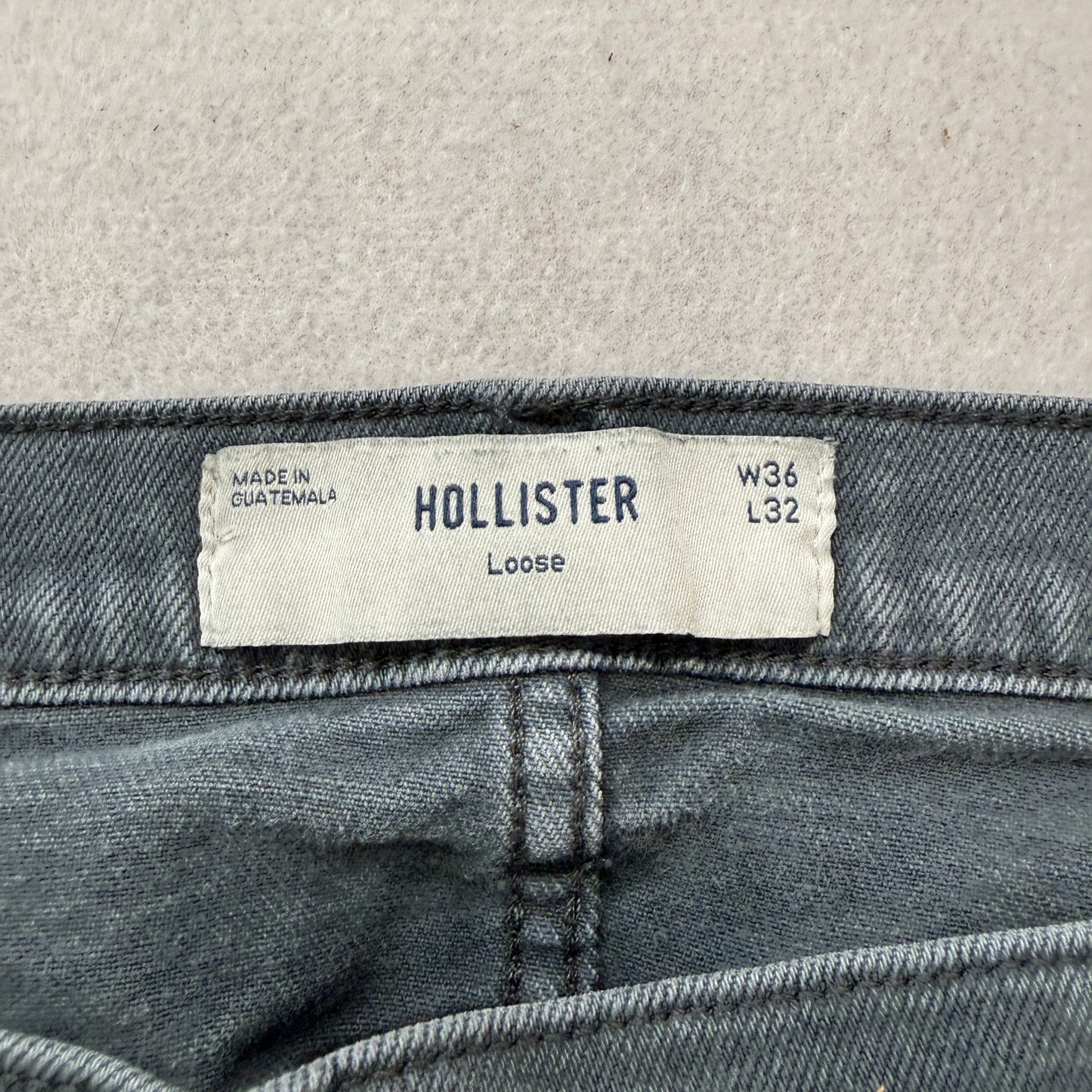 Hollister Men's Charcoal Gray Denim Double Knee Jeans Workwear Size W36xL32