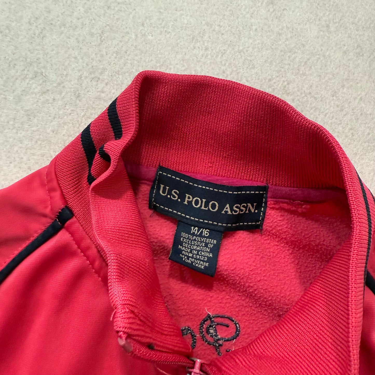 U.S. Polo Assn. Women's Hot Pink Full Zip Track Jacket Embroidered Logo Size L