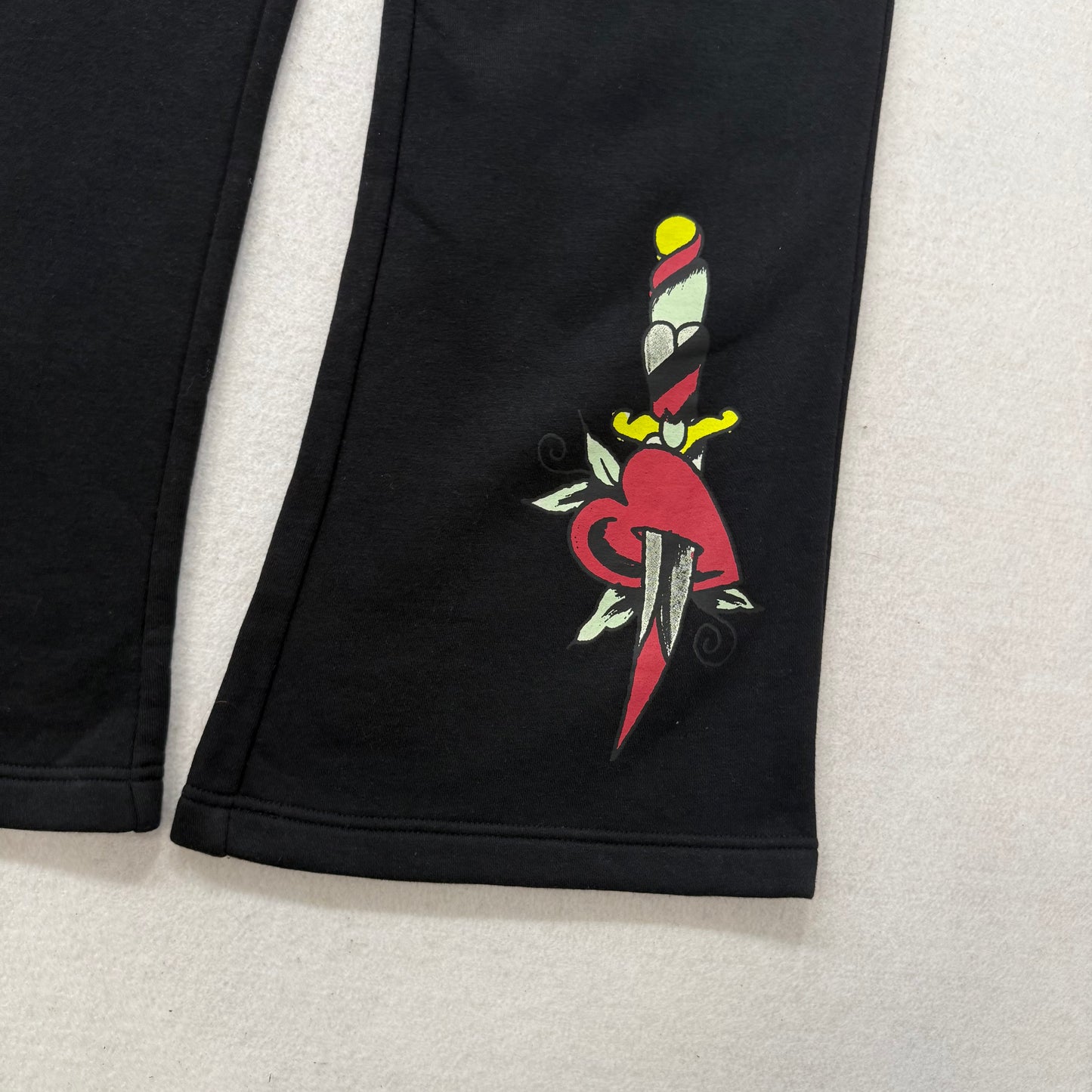 ED HARDY “Dagger Hearts” BLACK FLARE PANTS