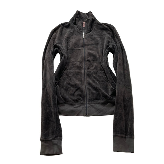 Vintage Juicy Couture Women's Dark Brown Velour Full Zip Track Jacket Size L