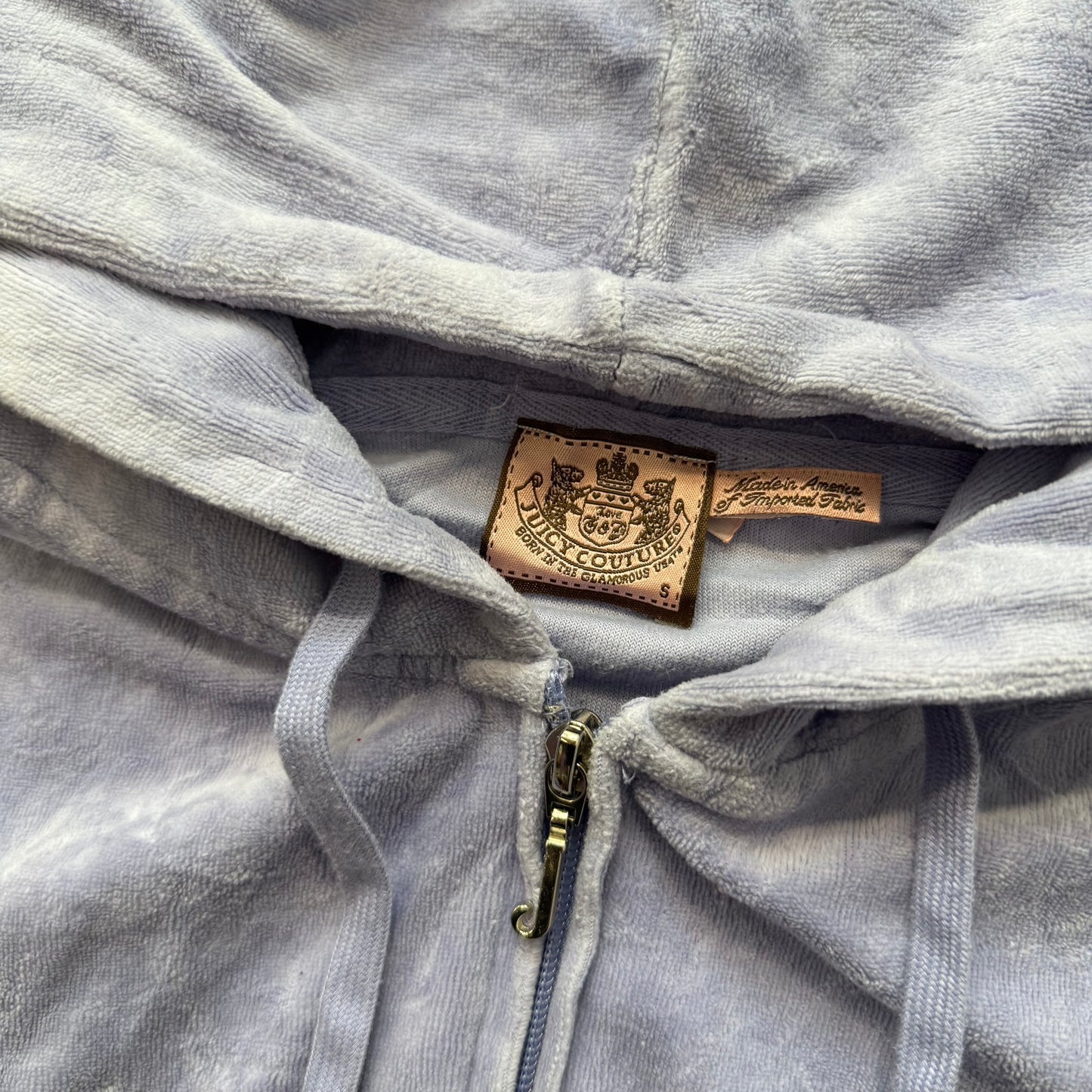 Vintage Juicy Couture Women's Light Purple Velour Zip-Up Hoodie Pockets Size S