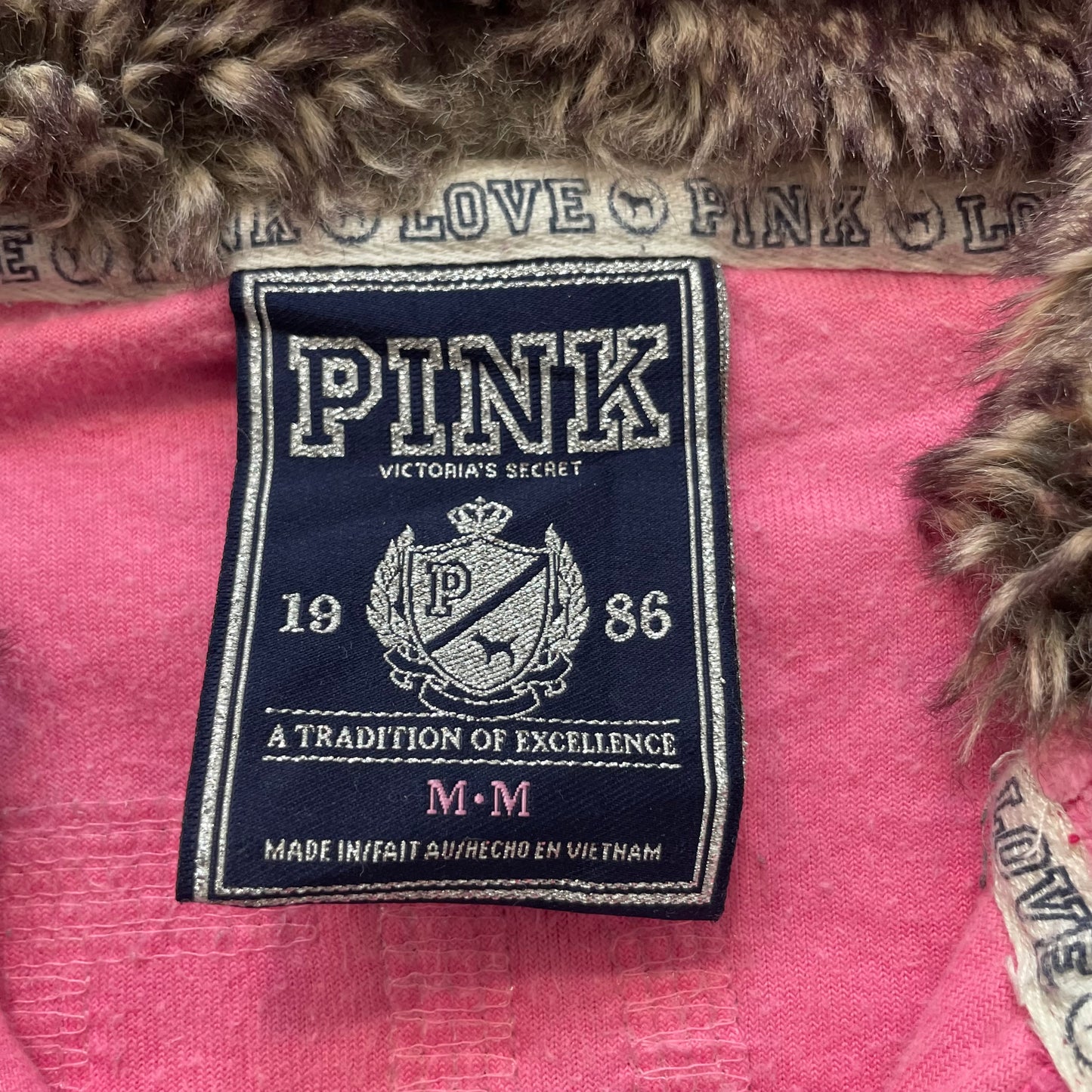 Victoria's Secret PINK Women's Pink Velour Zip-Up Hoodie Sequin Logo Size M