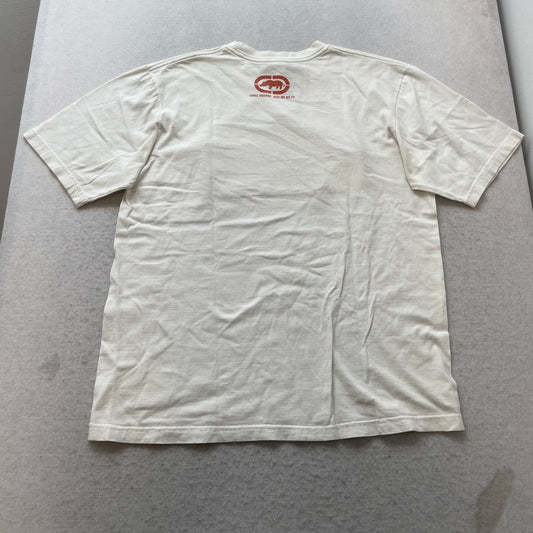 Ecko Unltd Men's White Cotton T-Shirt Pullover Short Sleeve Crewneck Logo Size L