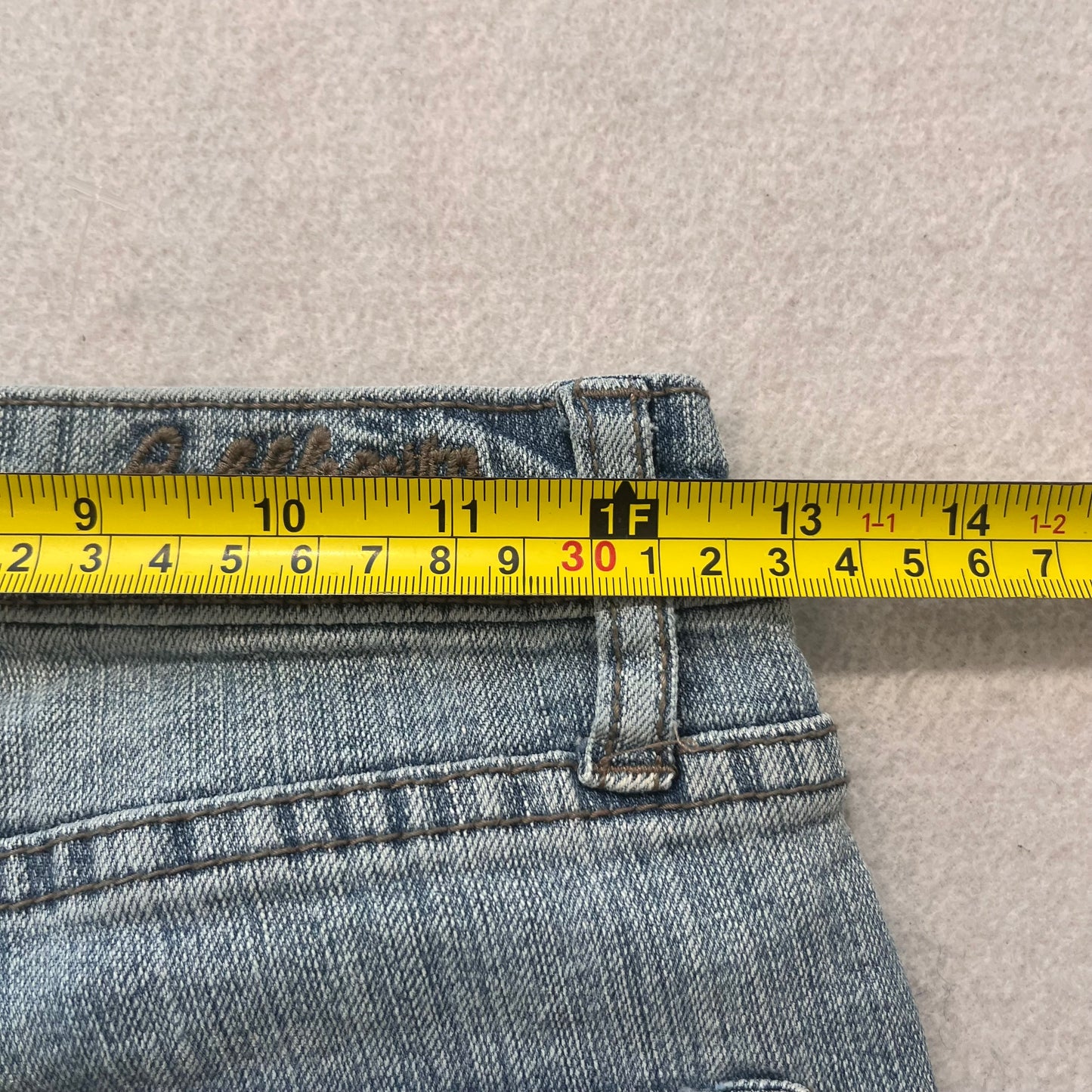 Bubblegum Women's Blue Denim Flare Leg Jeans Low Rise Embroidered Y2K Size 3/4