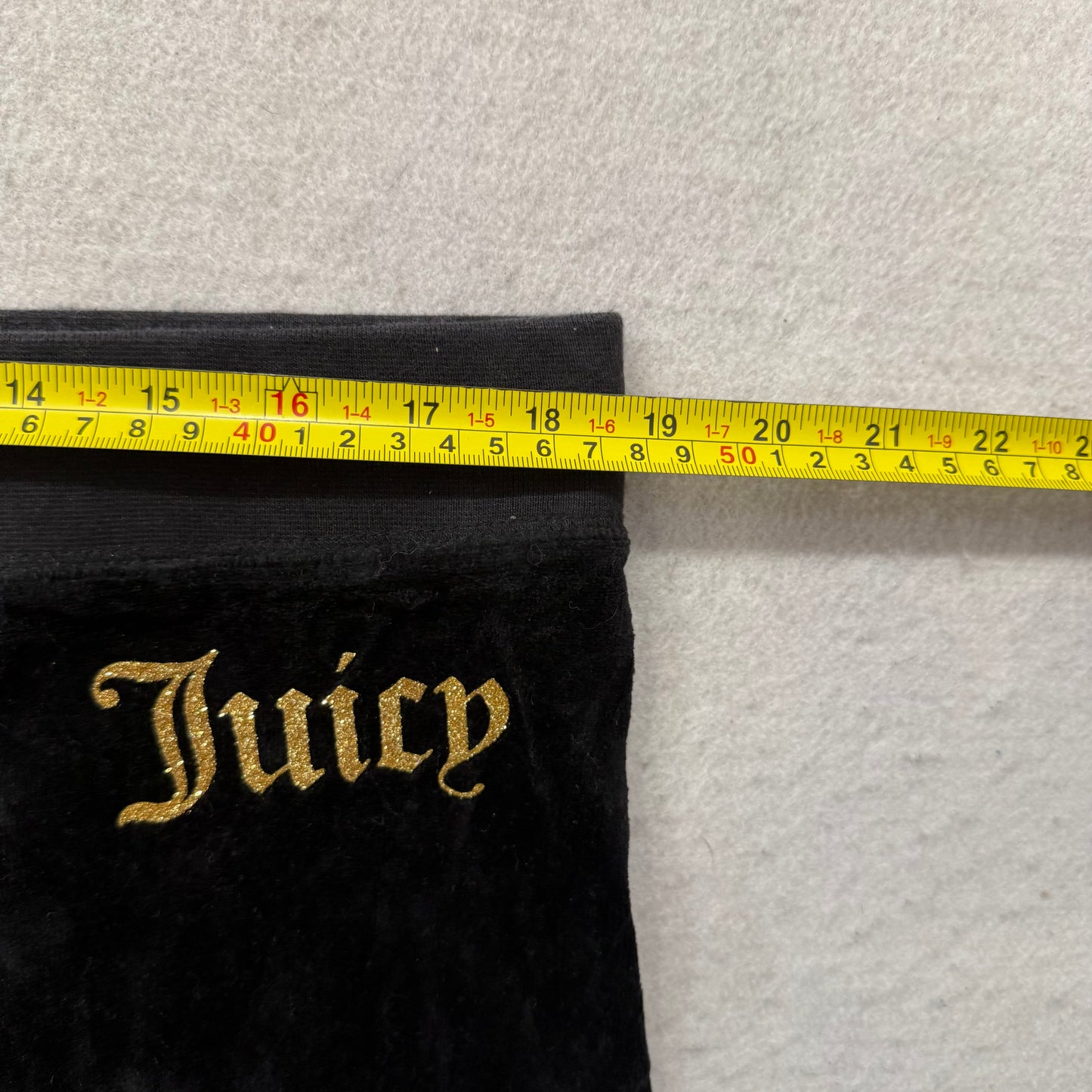Juicy Couture Women's Jet Black Velour Flared Track Pant Logo Loungewear Size XL