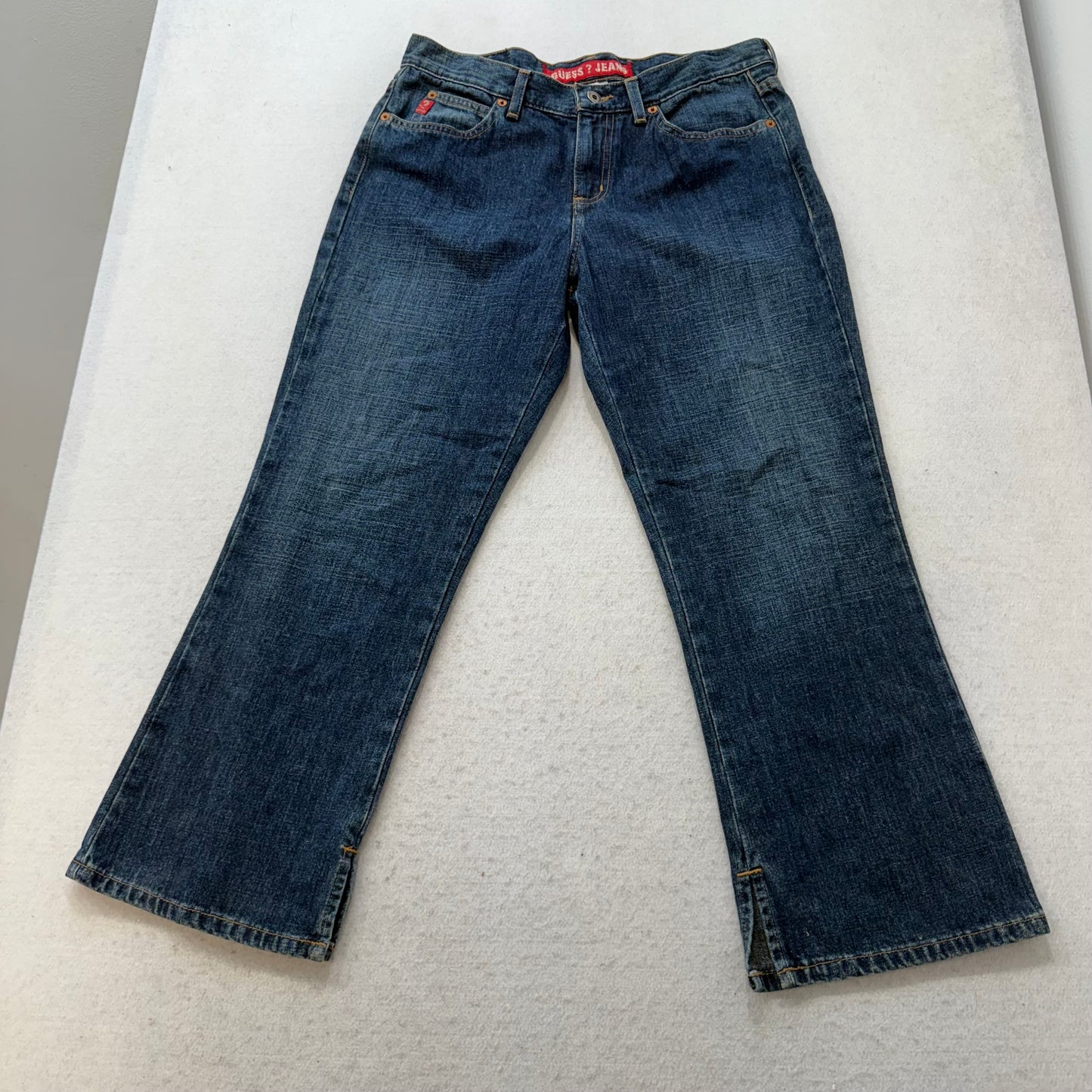 Guess Women's Blue Denim Wide Leg Jeans Button Fly Pockets Classic Fit Size 30