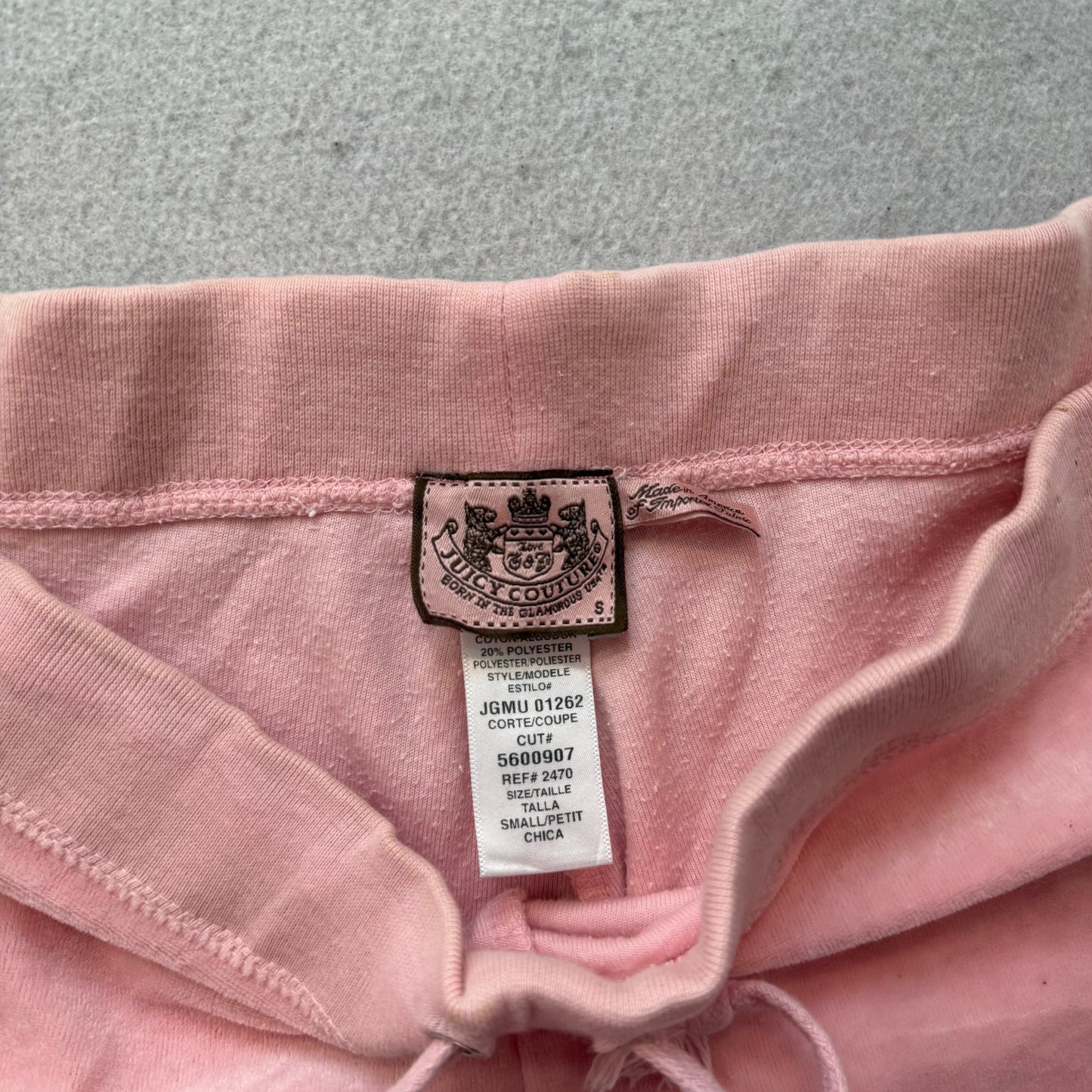 Vintage Juicy Couture Women Pink Velour Flared Track Pant Drawstring Logo Size S